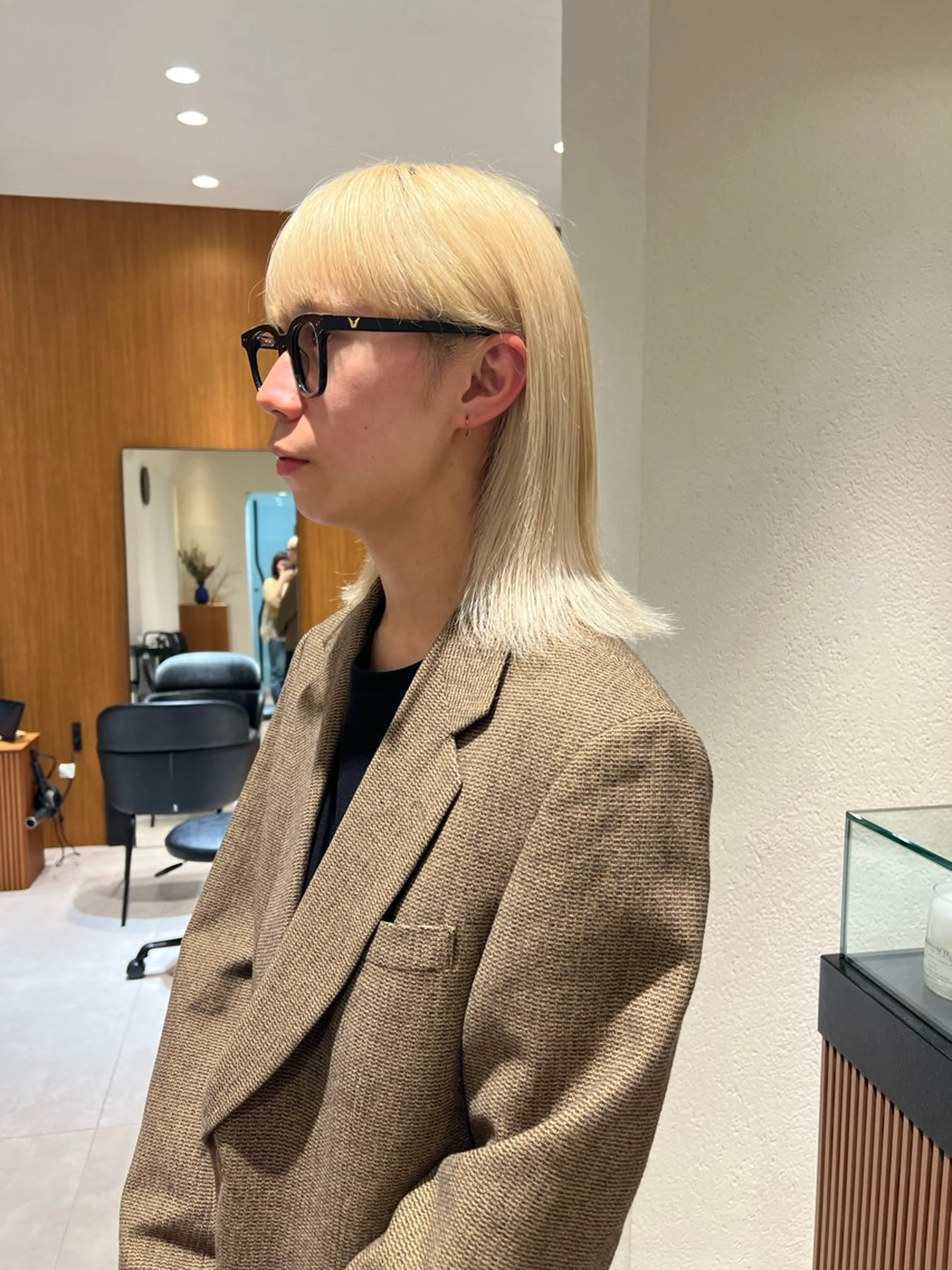 ミディアム カラー メンズ メンズハイトーン ブロンド ハイトーンカラー トリートメント ヘアカラー yiye   神宮前所属・manami /暖色 /カットモデル募集のヘアスタイル