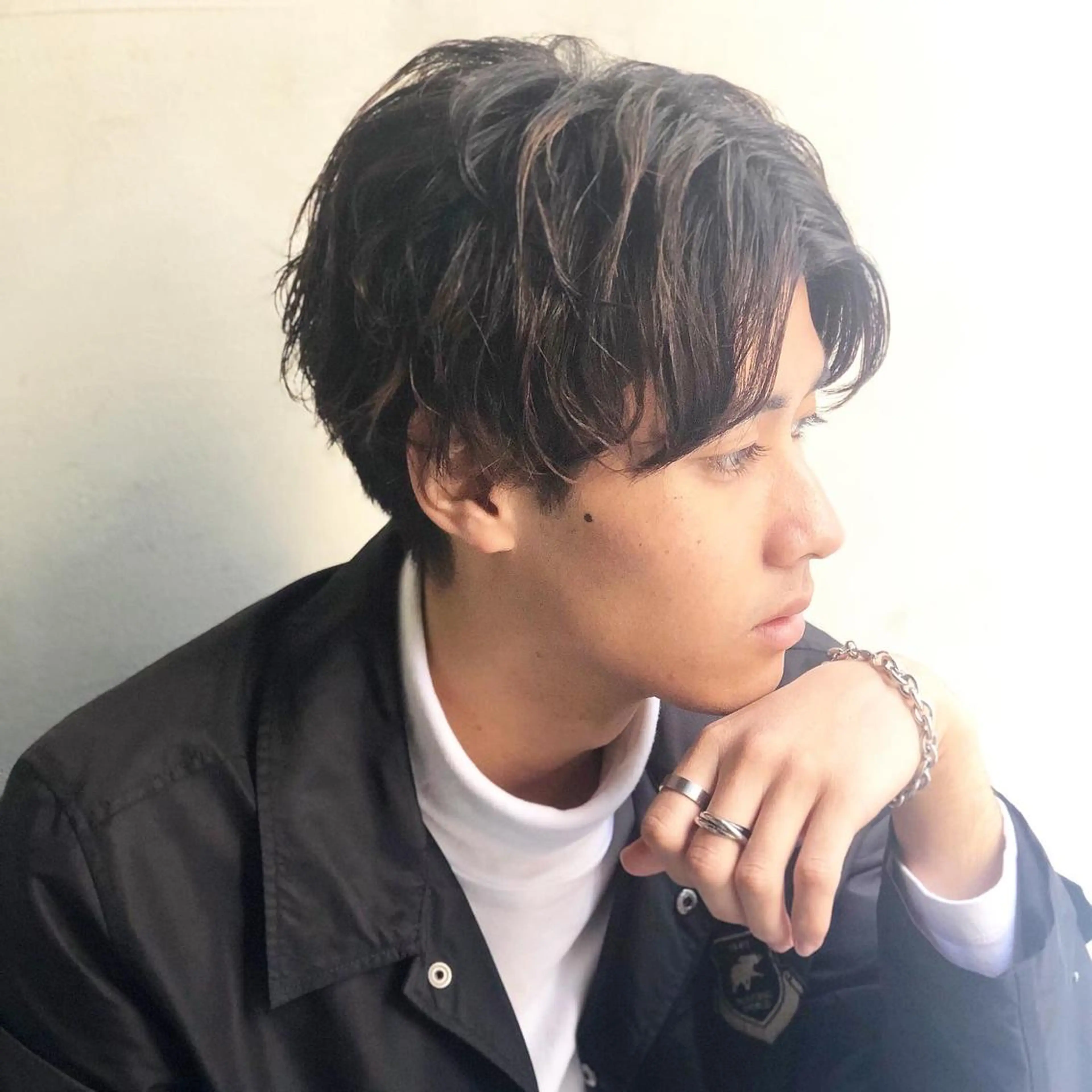 ショート カラー パーマ メンズ kiitos所属・関西センターパート メンズモデル募集のヘアスタイル