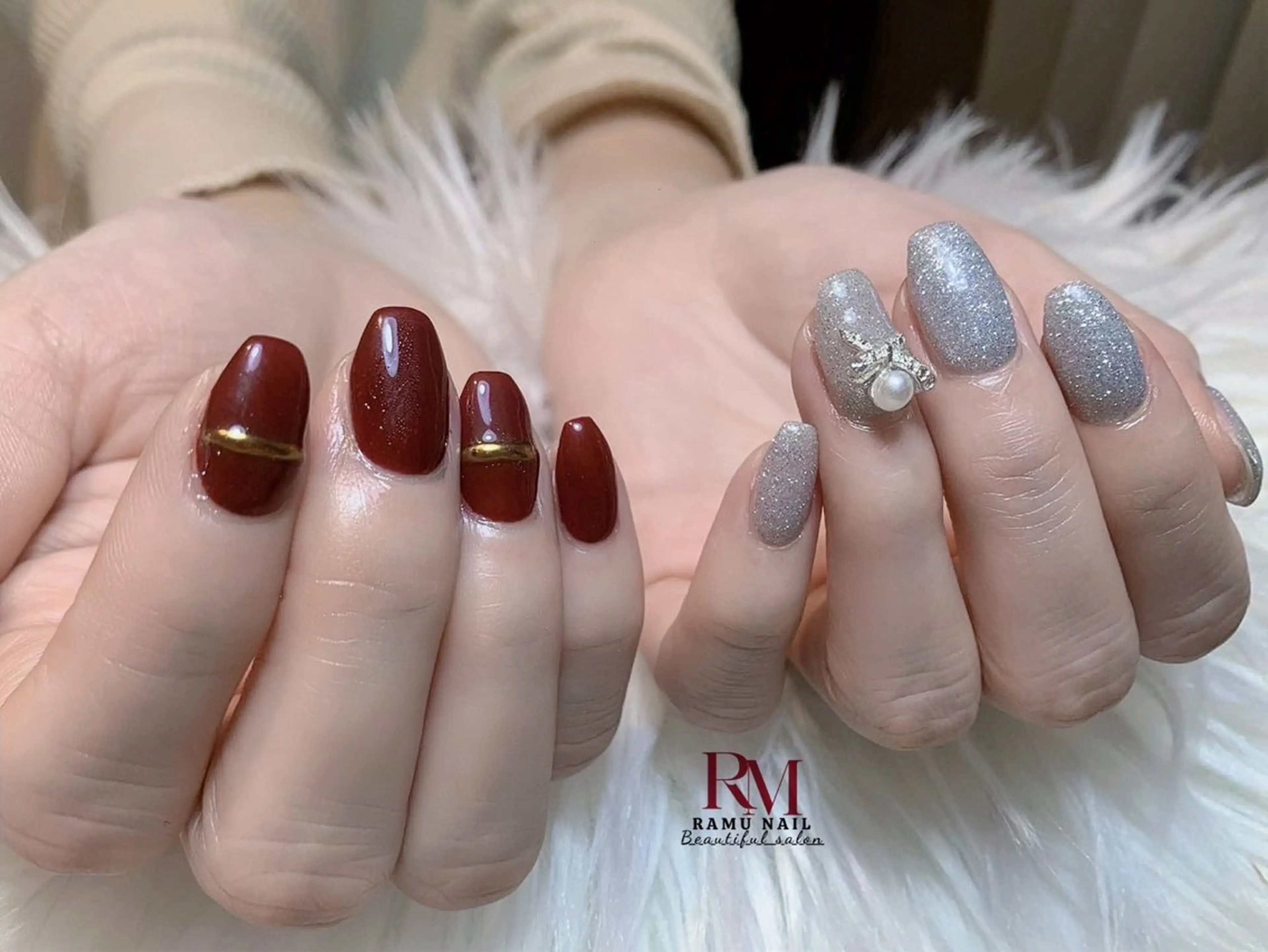 ネイル チークネイル フレンチネイル グラデーション キラキラネイル 韓国ネイル ハンドネイル RAMU_Nail 池袋店のネイルデザイン