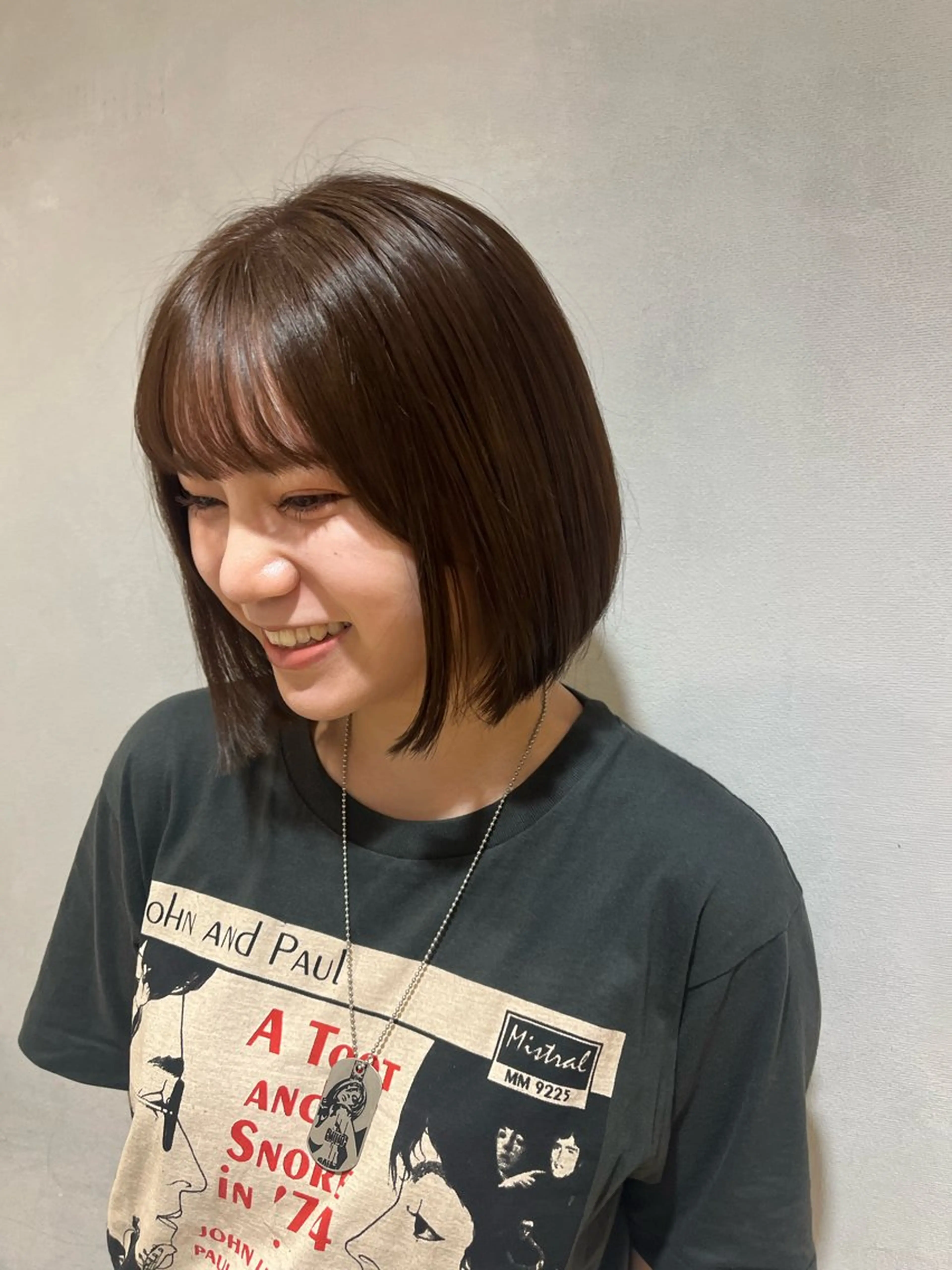 ショート カラー ヘアカラー ヘッドスパ 似合わせ切りっぱなし ボブ🌷江梨🍎のヘアスタイル
