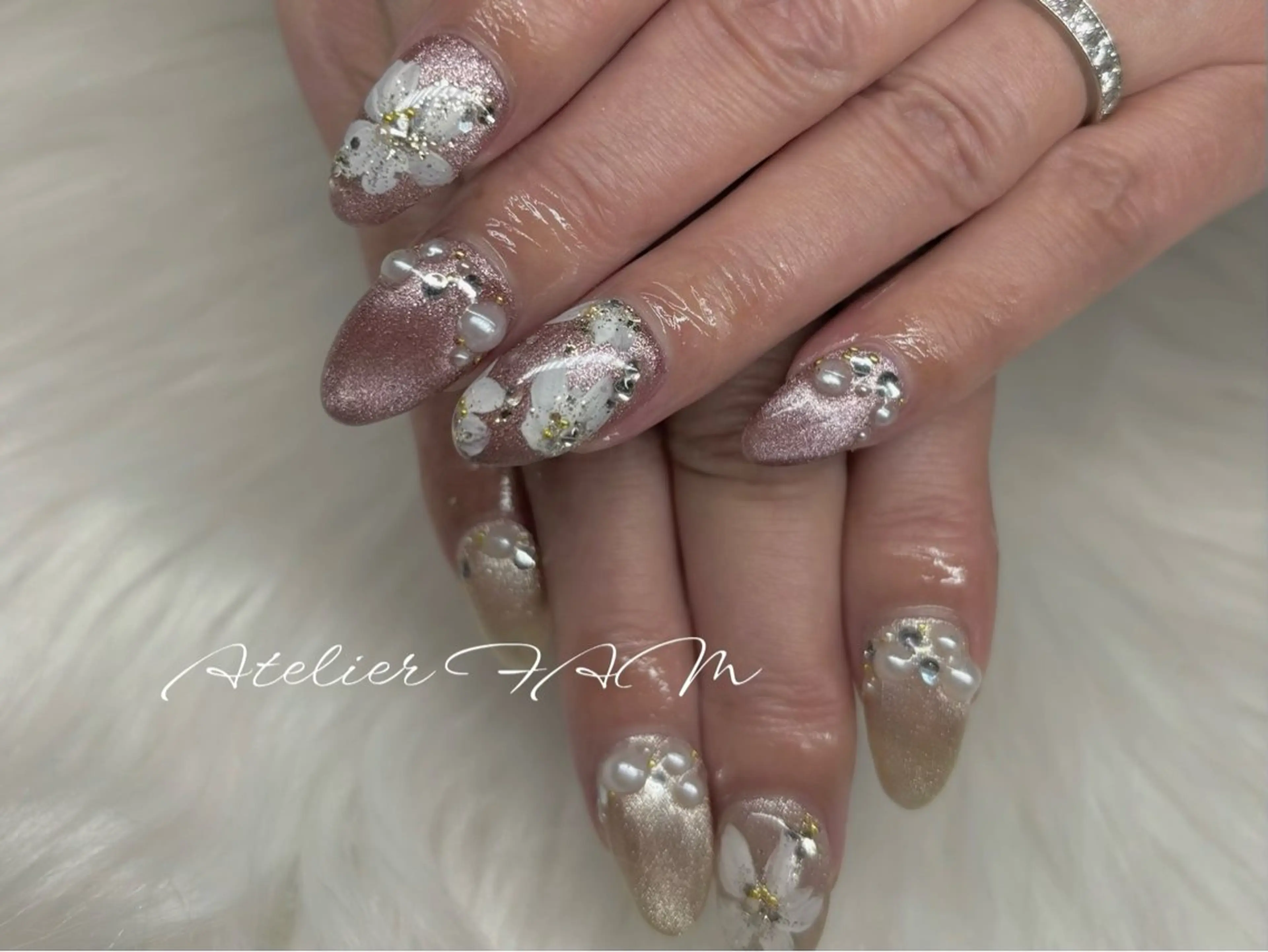 セミロング ハンドネイル nail&eyelashsalon atelier fam上本町店所属・アトリエ FAMのネイルデザイン