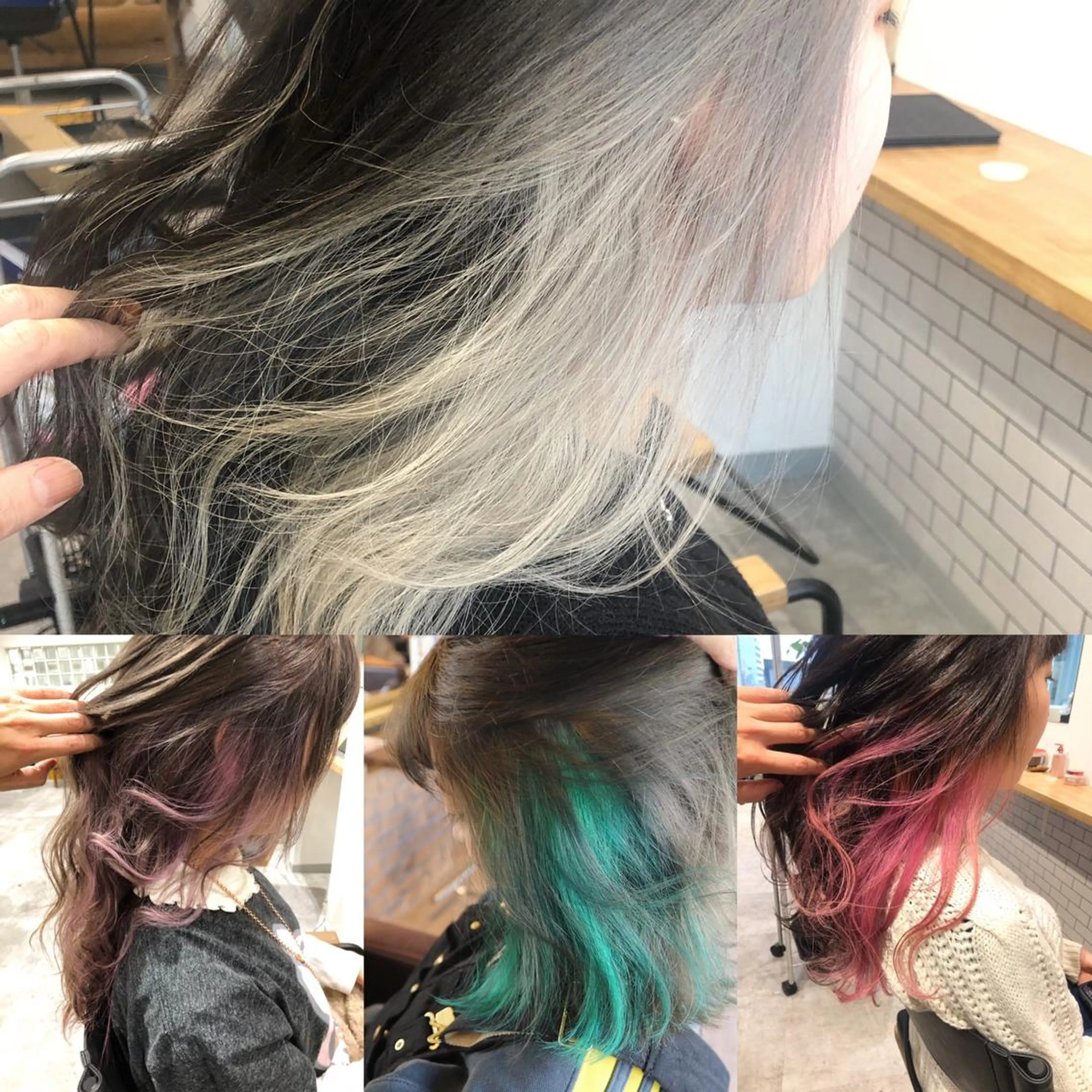 セミロング カラー インナーカラー kalahair salon ブリーチのヘアスタイル