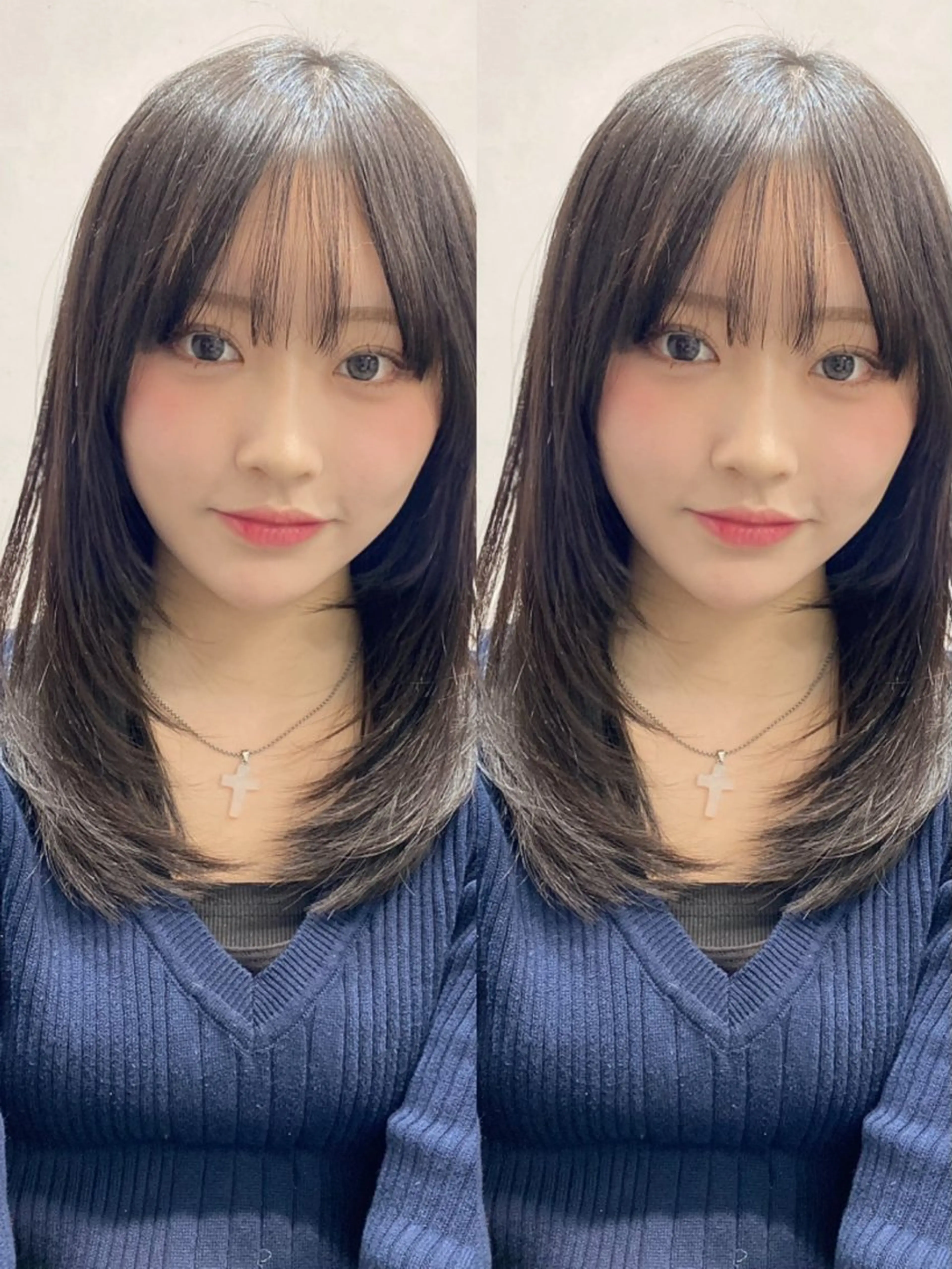 セミロング カラー ブルーカラー ネイビーカラー 韓国風ヘア レイヤーカット カット ヘアカラー トリートメント レイヤー×髪質改善✨ 渋谷/YUUYAのヘアスタイル