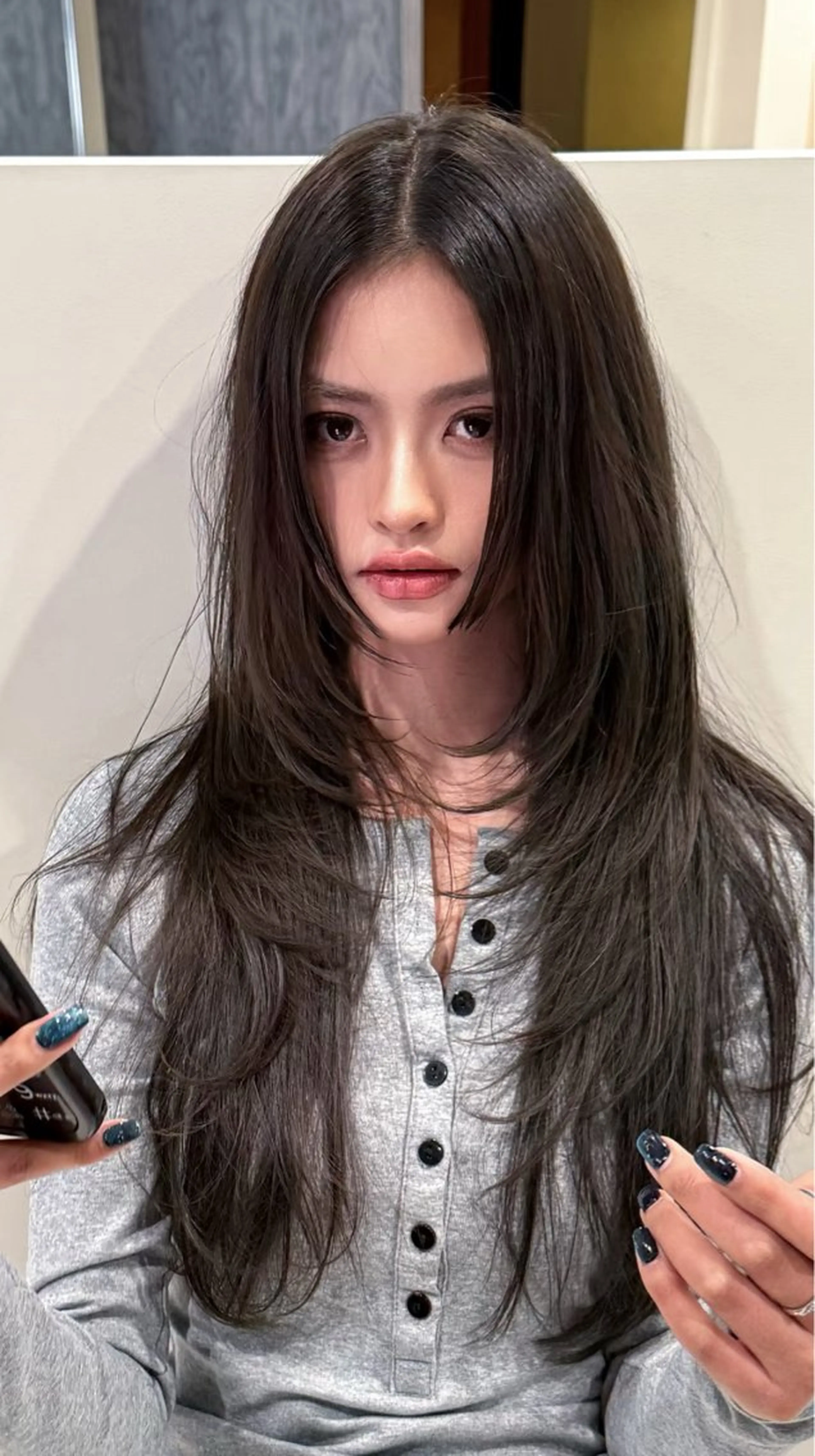 ロング カラー ブリーチ ブリーチなしカラー 髪質改善 韓国風ヘア レイヤーカット カット ヘアカラー トリートメント ヘアセット ARMONY表参道店所属・韓国風レイヤーカラー ライムのヘアスタイル