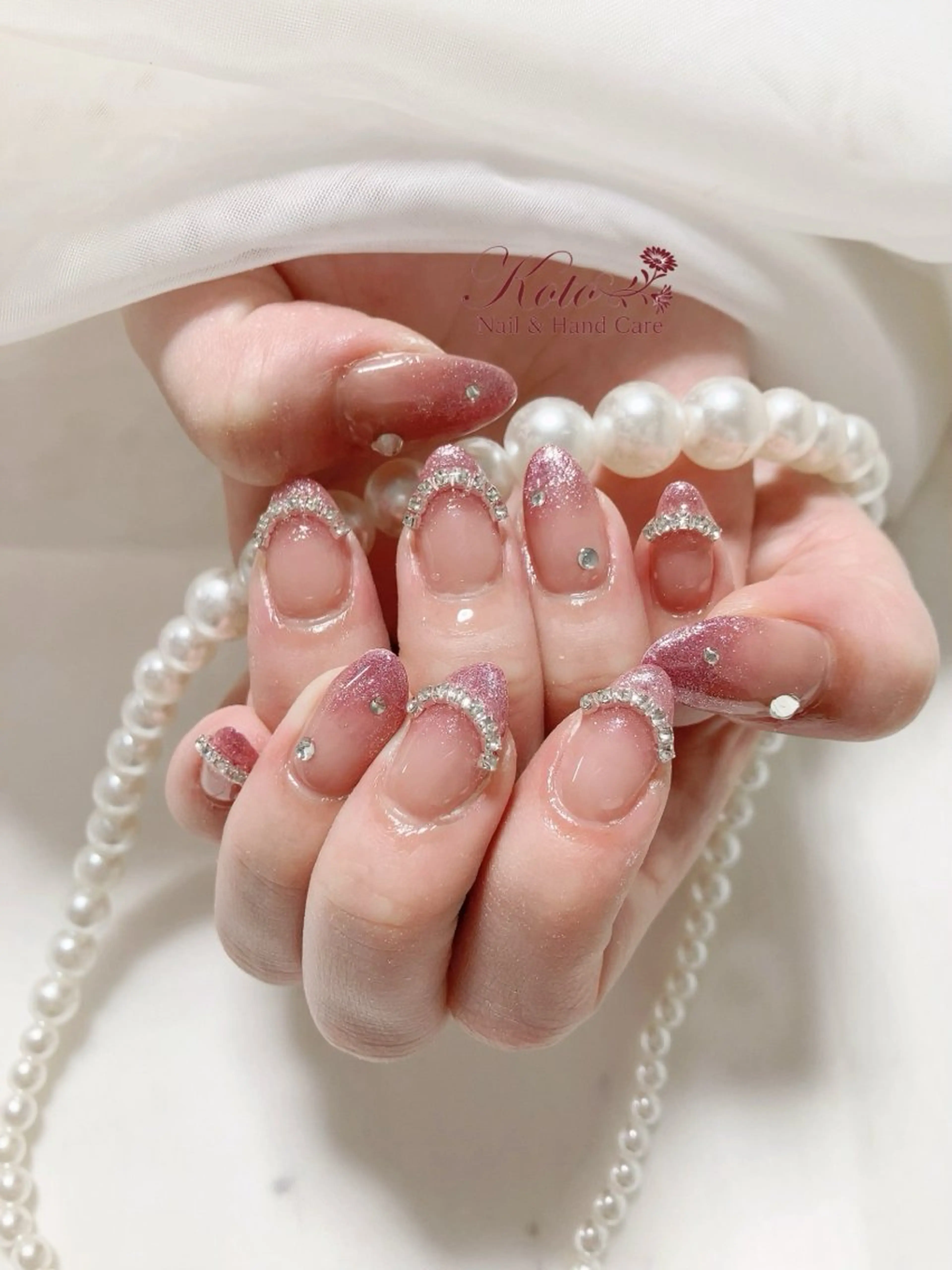 ネイル 長さ出し フレンチネイル ジェルネイル マグネットネイル マグネットフレンチ ハンドネイル Nail Salon KOTOのネイルデザイン