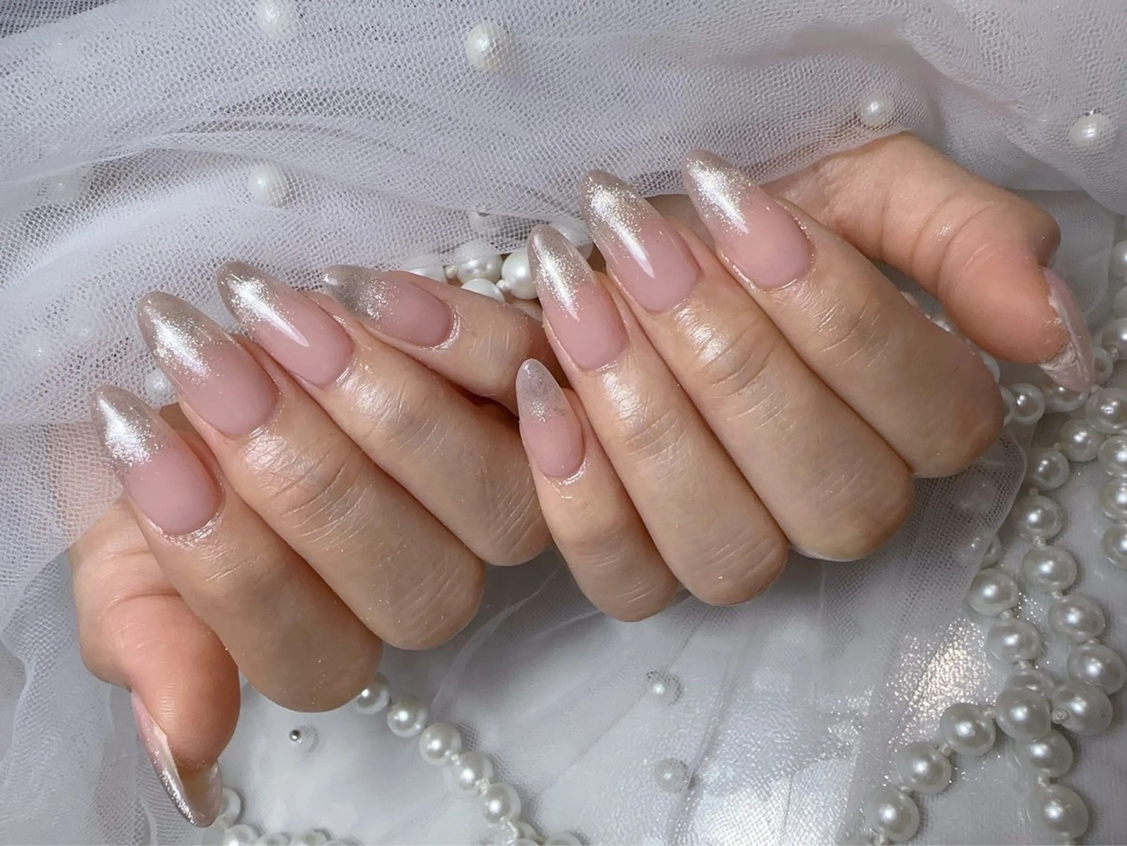 ネイル アートネイル フラッシュネイル フレンチネイル ジェルネイル ガラスフレンチ ハンドネイル You&Me Miyuのネイルデザイン