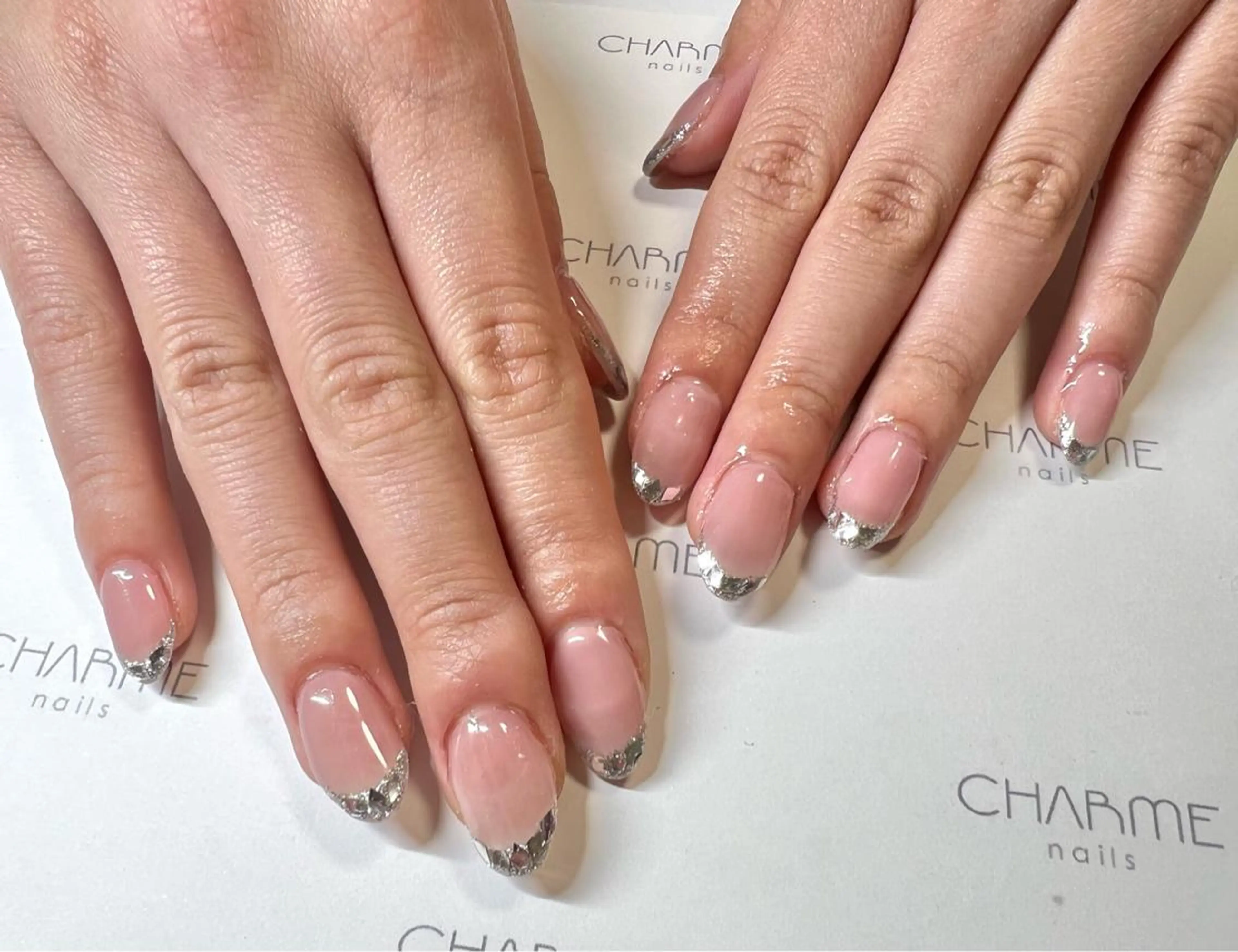 ネイル フレンチネイル ガラスフレンチ ハンドネイル CHARME 〔RINA〕のネイルデザイン