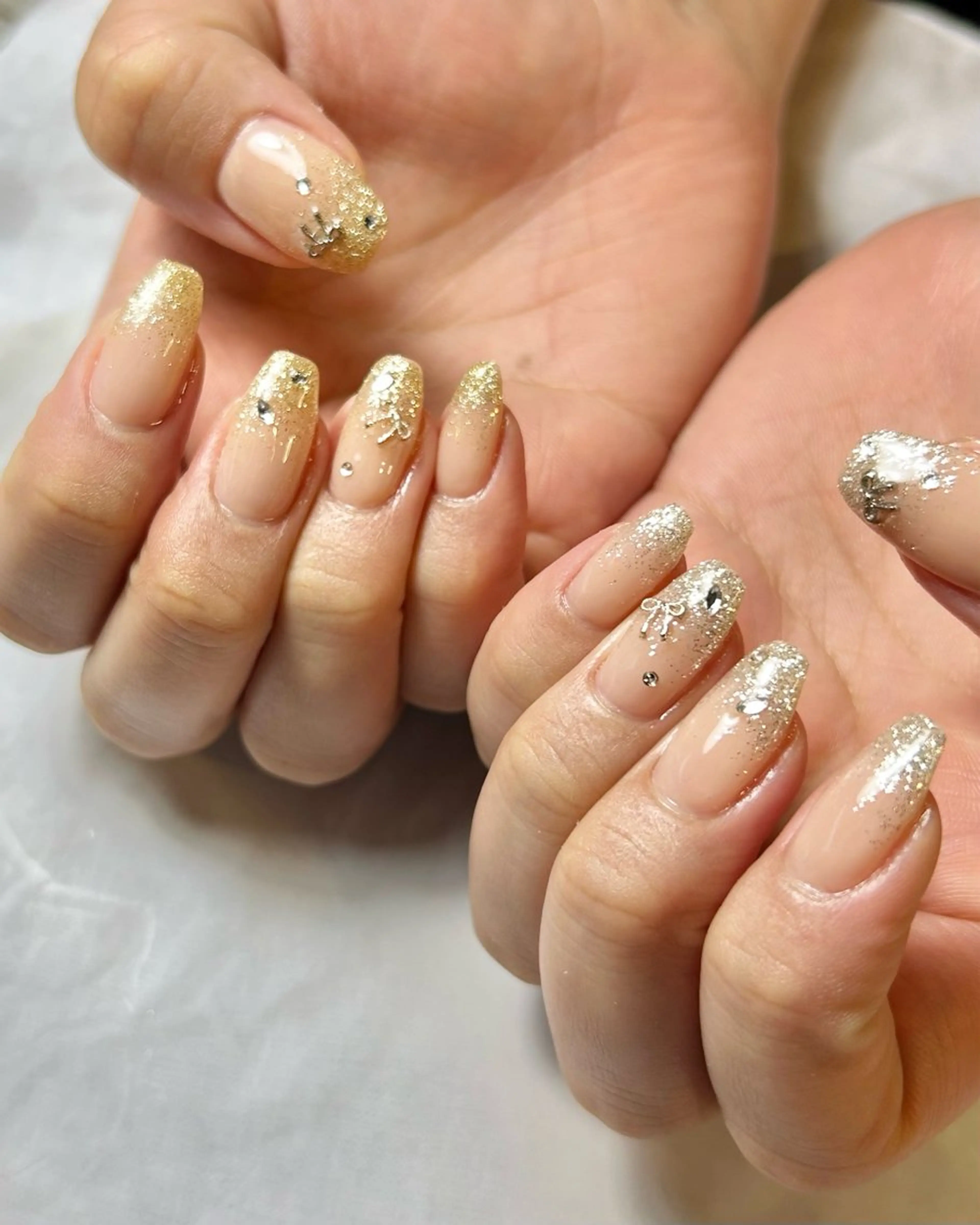 ネイル ゴールド 持ち込み シルバー ハンドネイル Reflection marikoのネイルデザイン