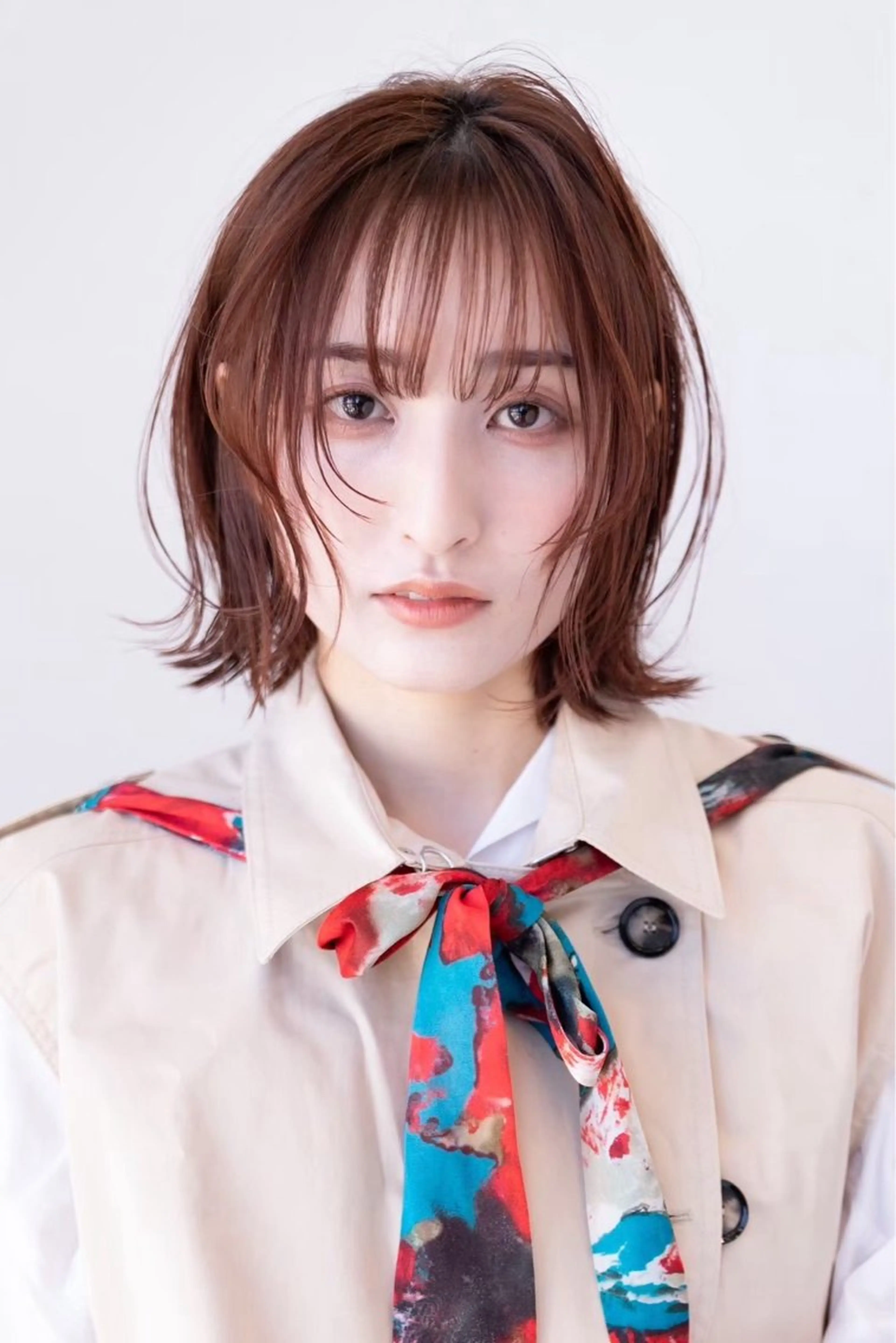 ミディアム カラー カット ヘアカラー トリートメント 垢抜けボブカット /楓のヘアスタイル