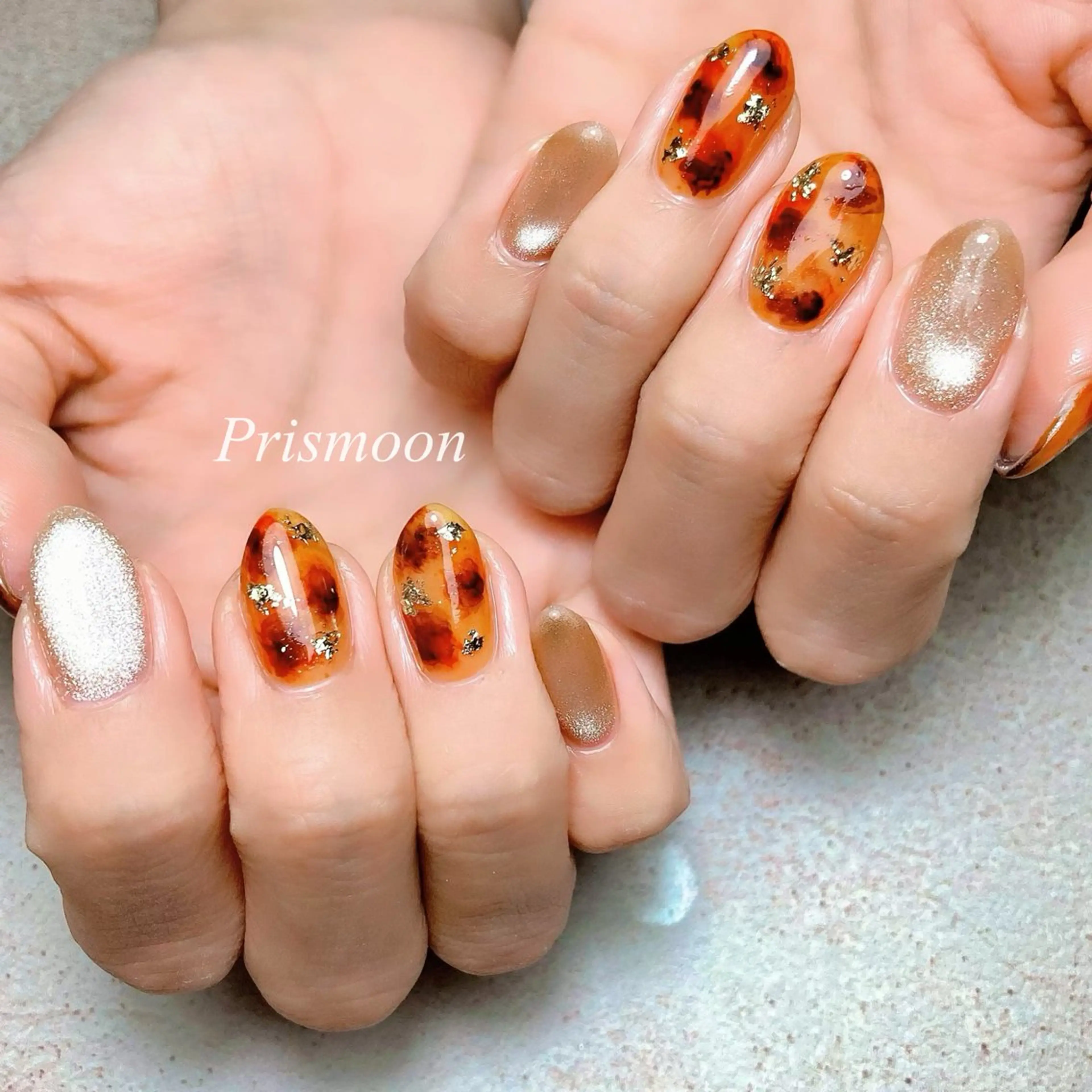 ネイル べっ甲ネイル ハンドネイル Prismoon  Nail所属・Prismoon Nailのネイルデザイン