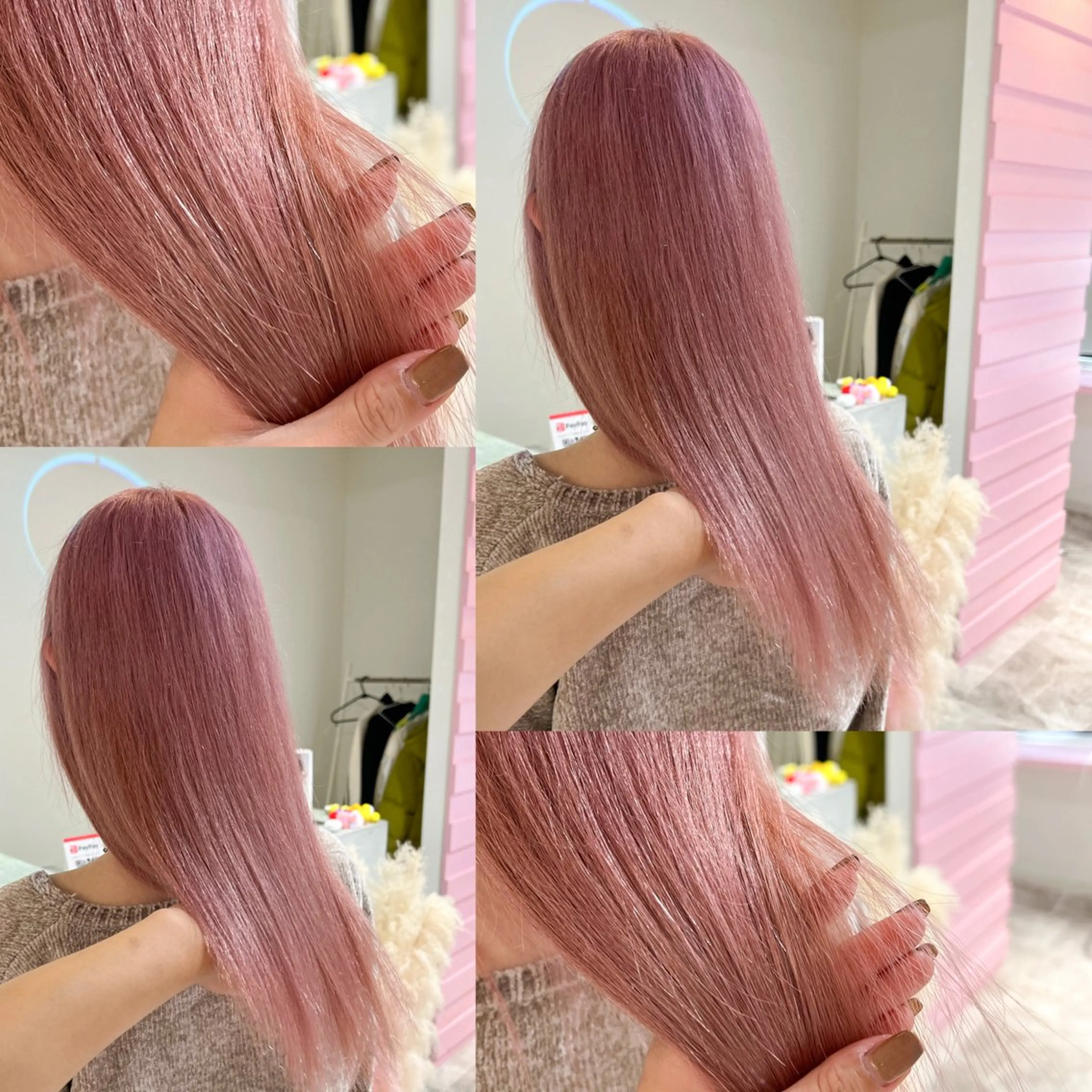 セミロング カラー ブリーチ ヘアカラー トリートメント 🎀ダブルカラー/ ピンク×ガーリー🎀のヘアスタイル