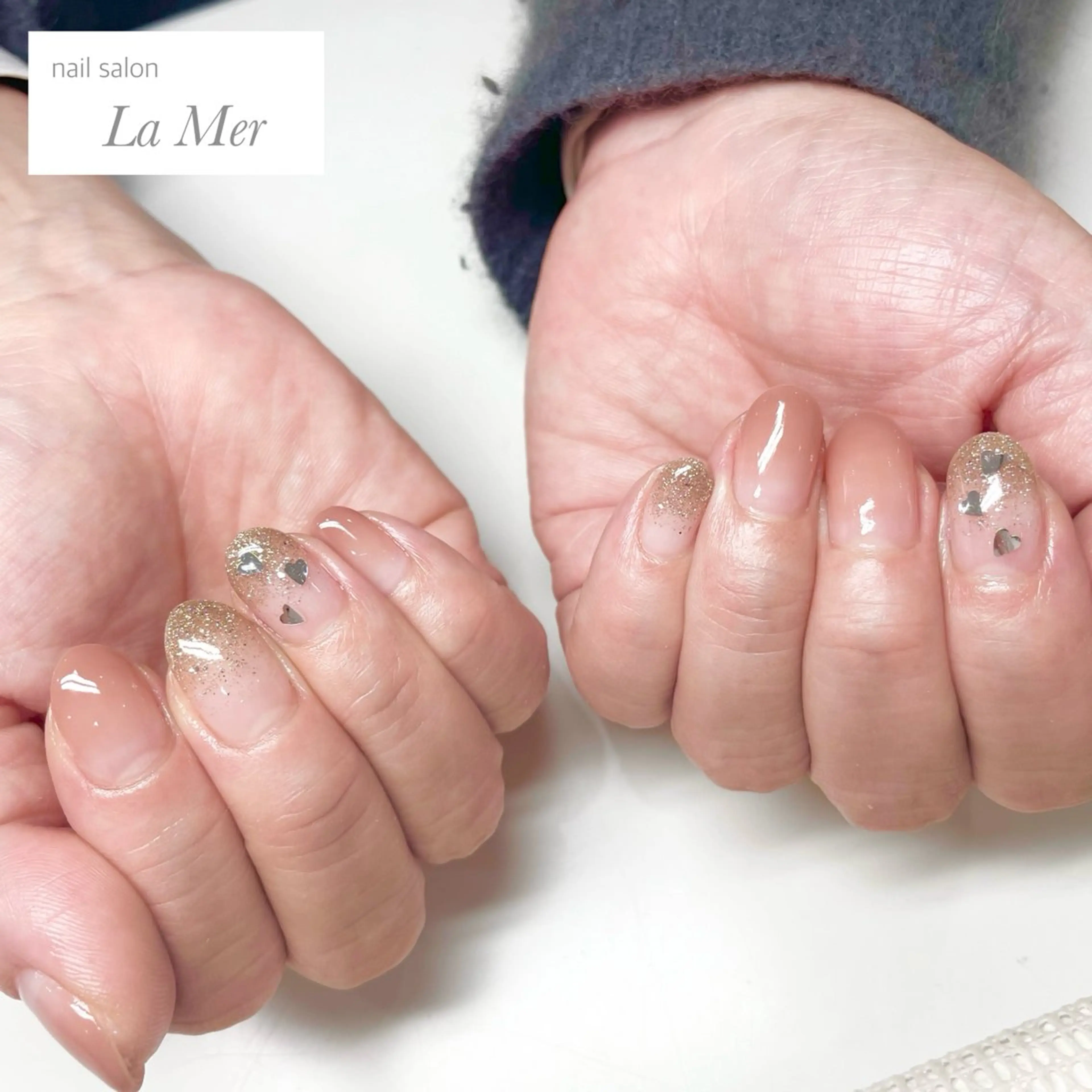 ネイル フラッシュネイル グラデーション ハート ラメ(グリッター) ラメグラデーション ハンドネイル nailsalon La Merのネイルデザイン