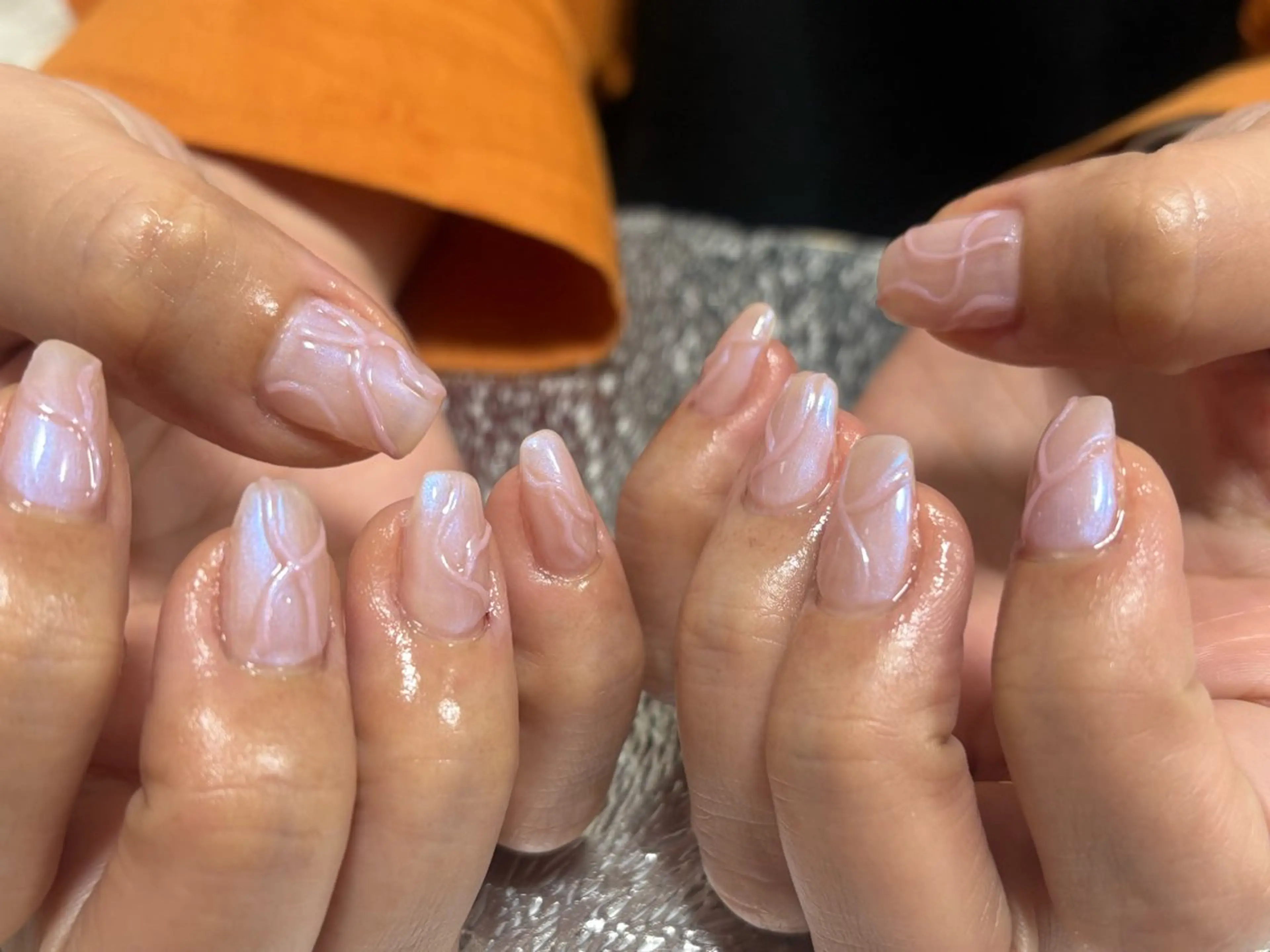 ネイル ラメ(グリッター) ピンク スクエアネイル ワンホンネイル 冬ネイル ハンドネイル ハンドケア ♡Bivi♡自爪に 優しいネイルサロンのネイルデザイン