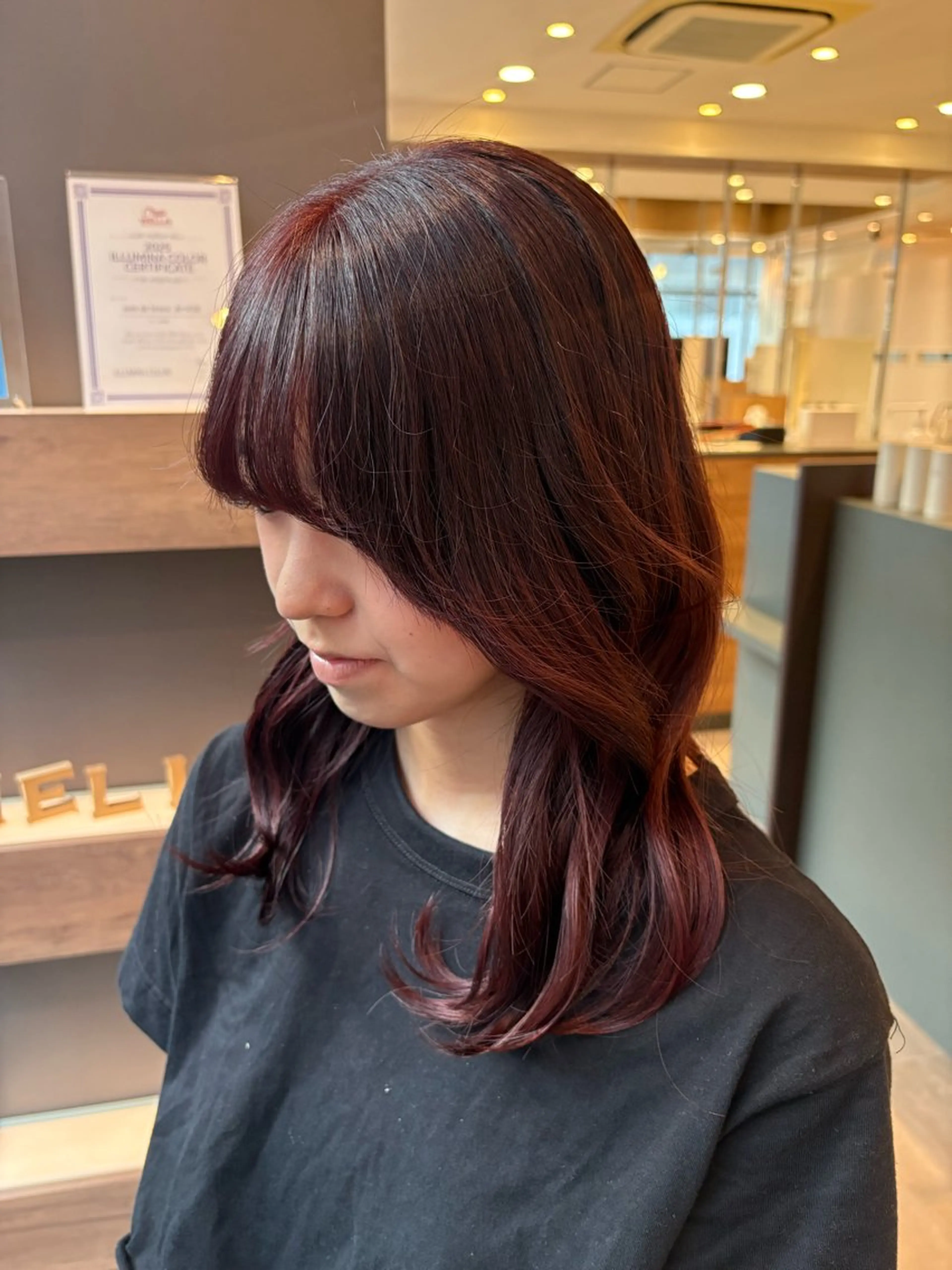 ロング カラー ボルドーカラー ヘアカラー まほ/ あべの/braceのヘアスタイル