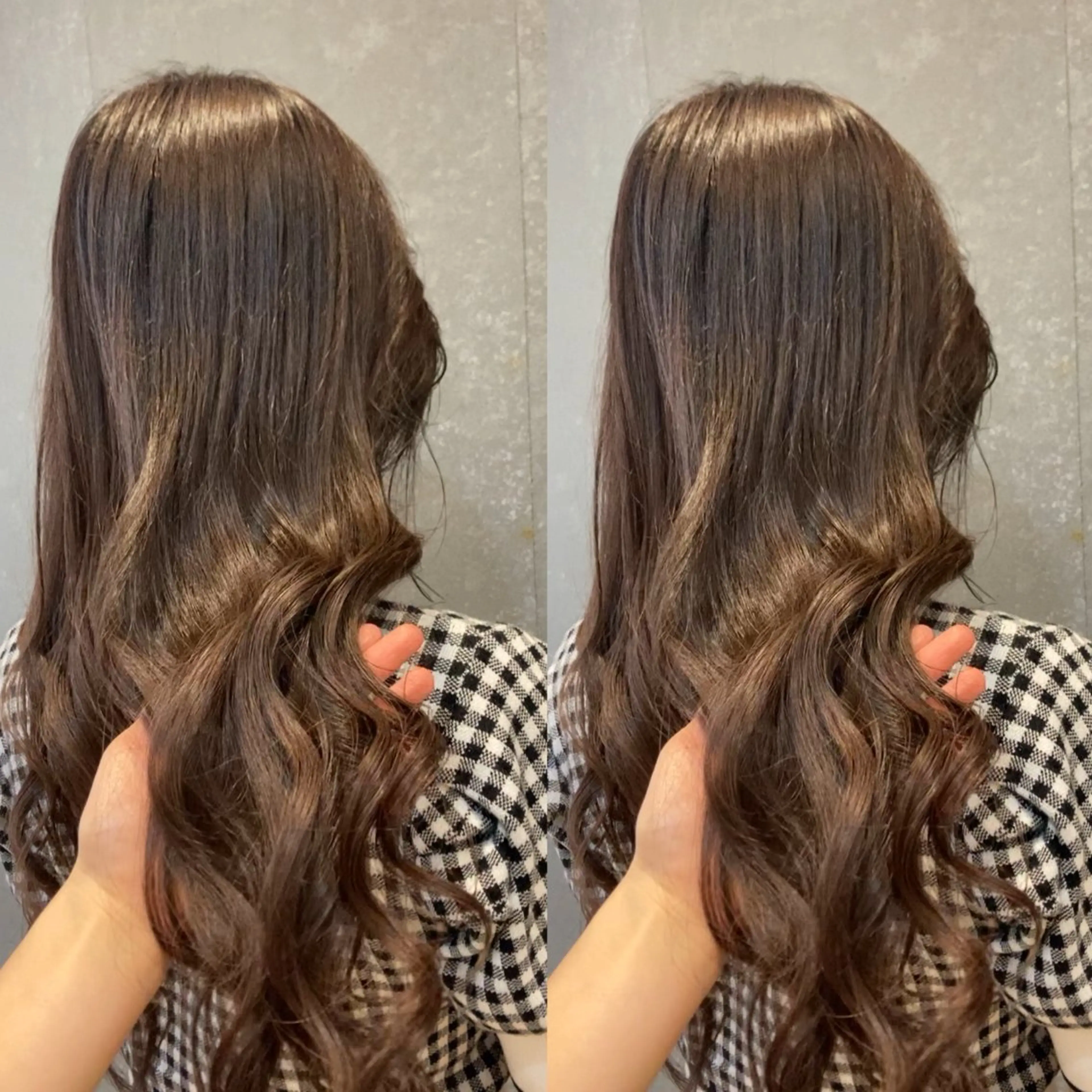 ロング カラー ベージュカラー ブラウンカラー オリーブベージュ ピンクカラー ピンクブラウン schon所属・み うのヘアスタイル