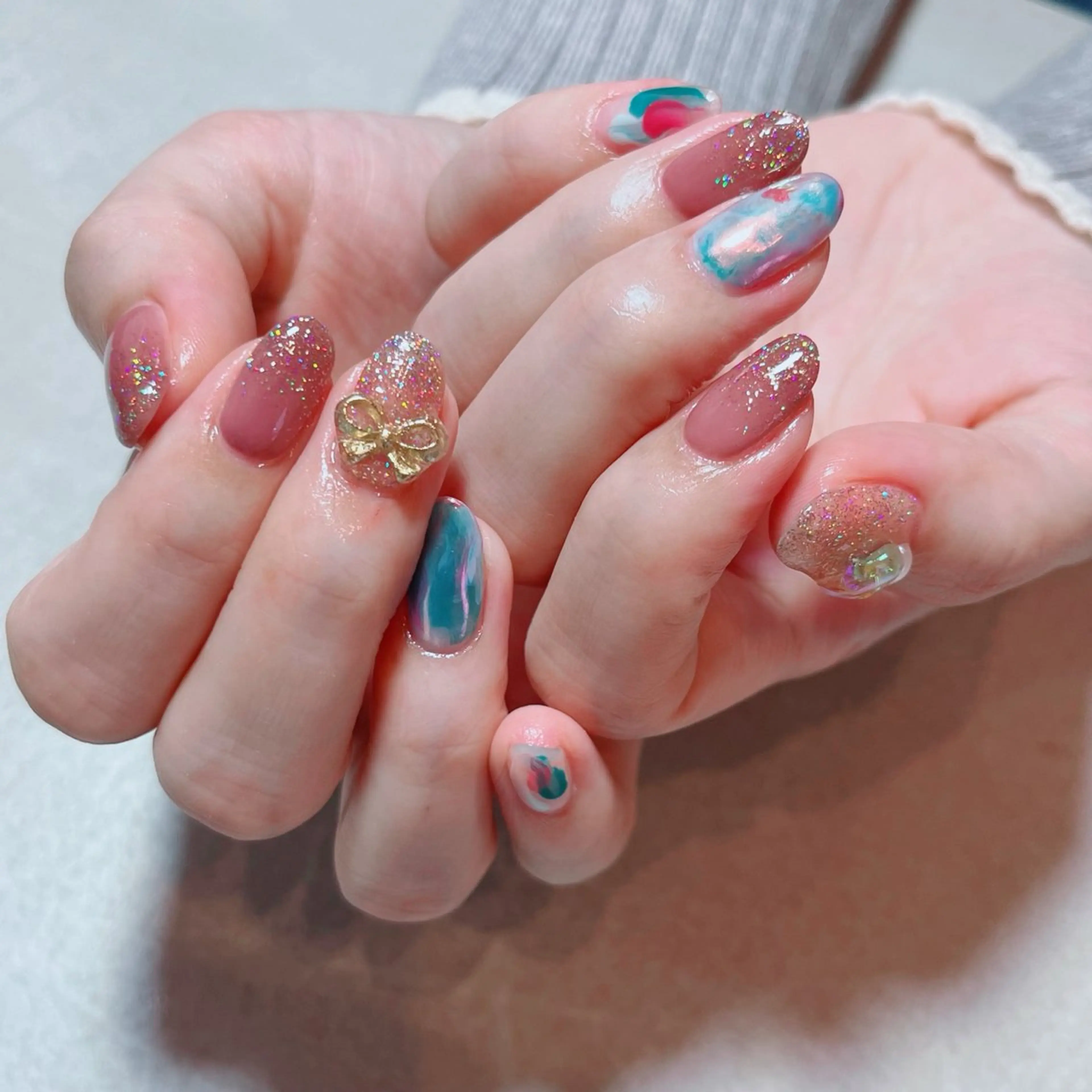 ネイル フラッシュネイル ニュアンスネイル 冬ネイル クリスマス ruirui.naildesign所属・RUI ☆のネイルデザイン