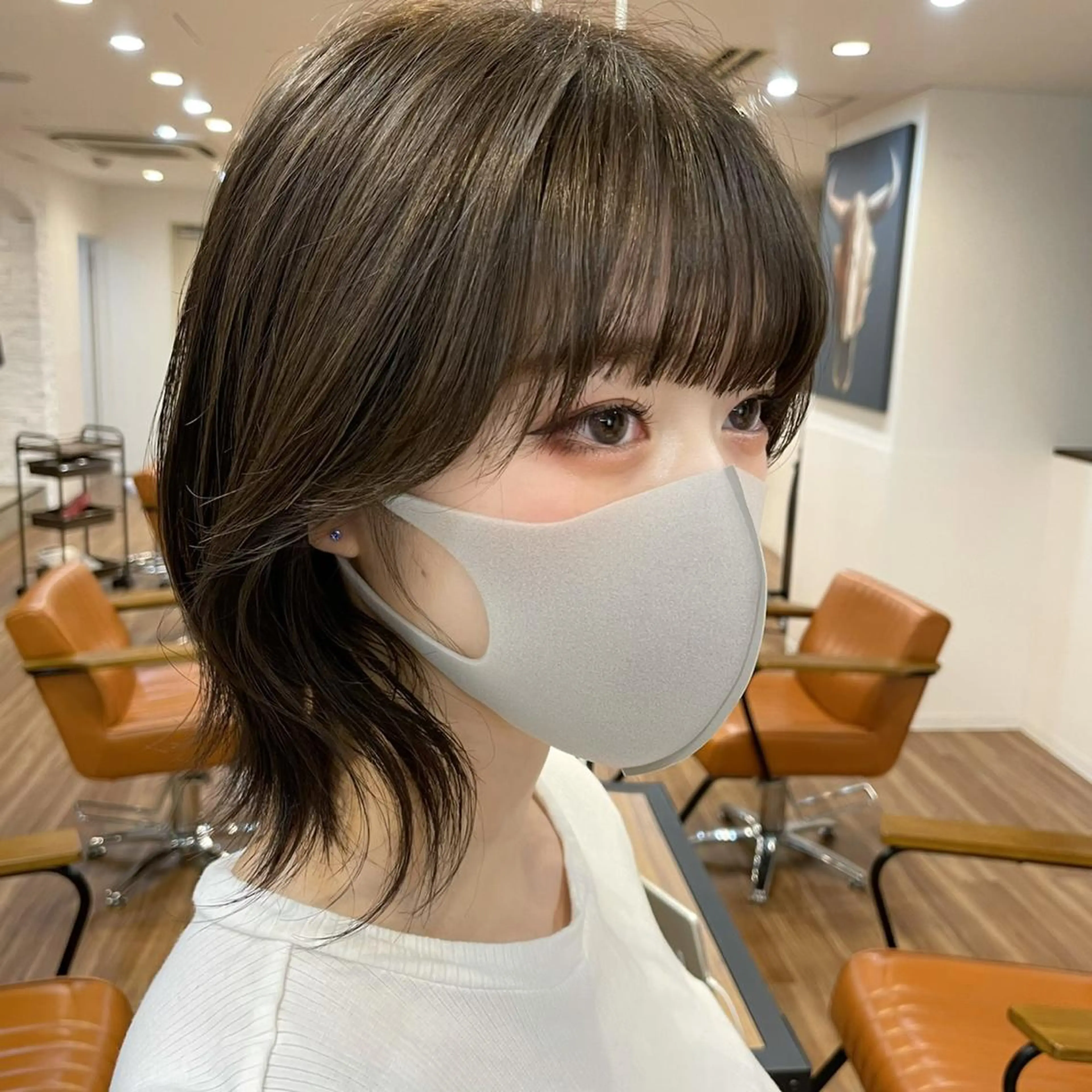 ミディアム カラー グレージュ 【韓国風くびれヘア】 joule小木曽輝のヘアスタイル