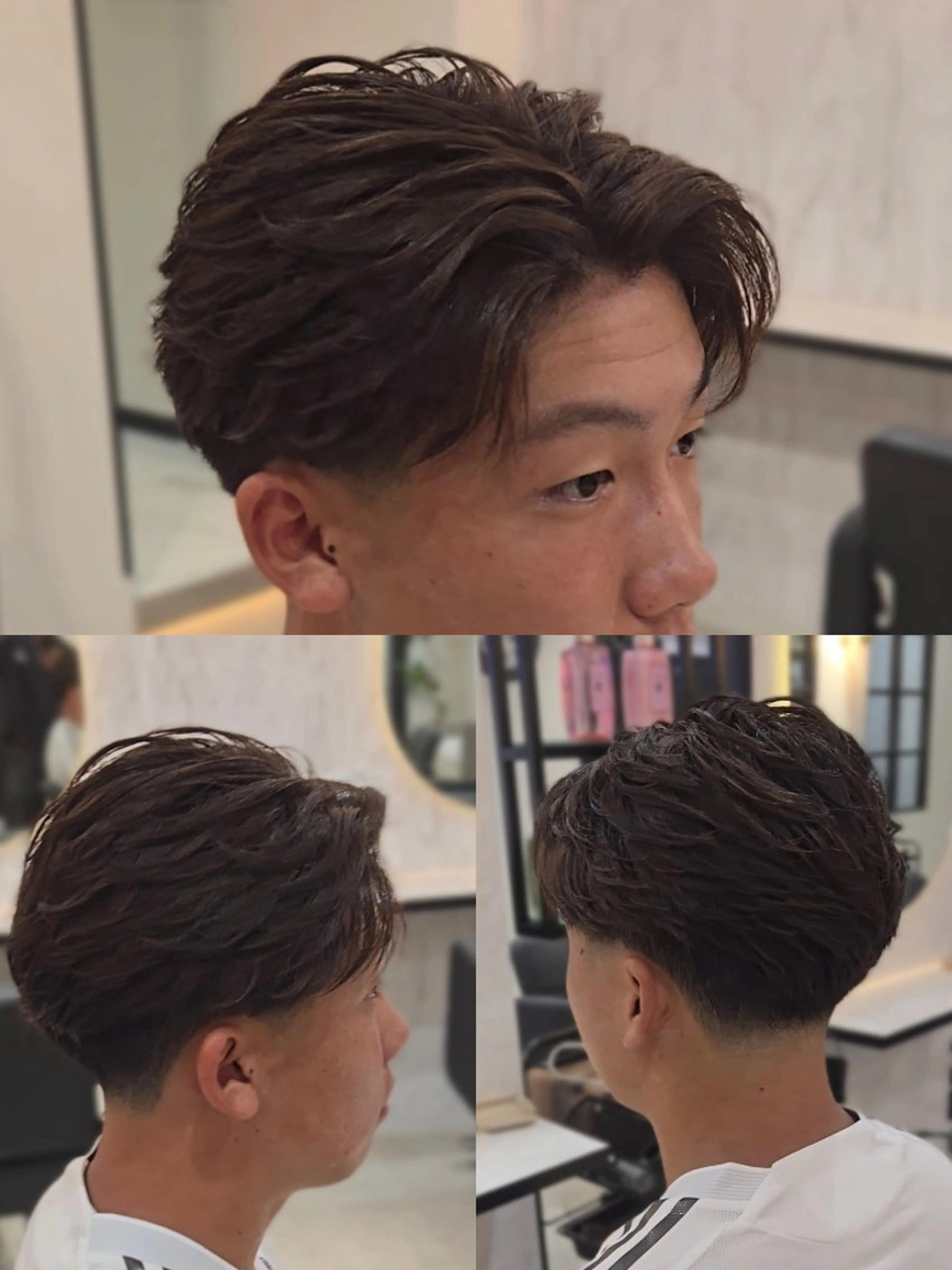 メンズ パーマ ミディアム ミディアムパーマ フェードカット フェザーパーマ メンズパーマ 縮毛矯正 カット パーマ ヘアセット Lapis 名古屋駅前店所属・LEN名古屋/パーマ メンズ特化美容師のヘアスタイル