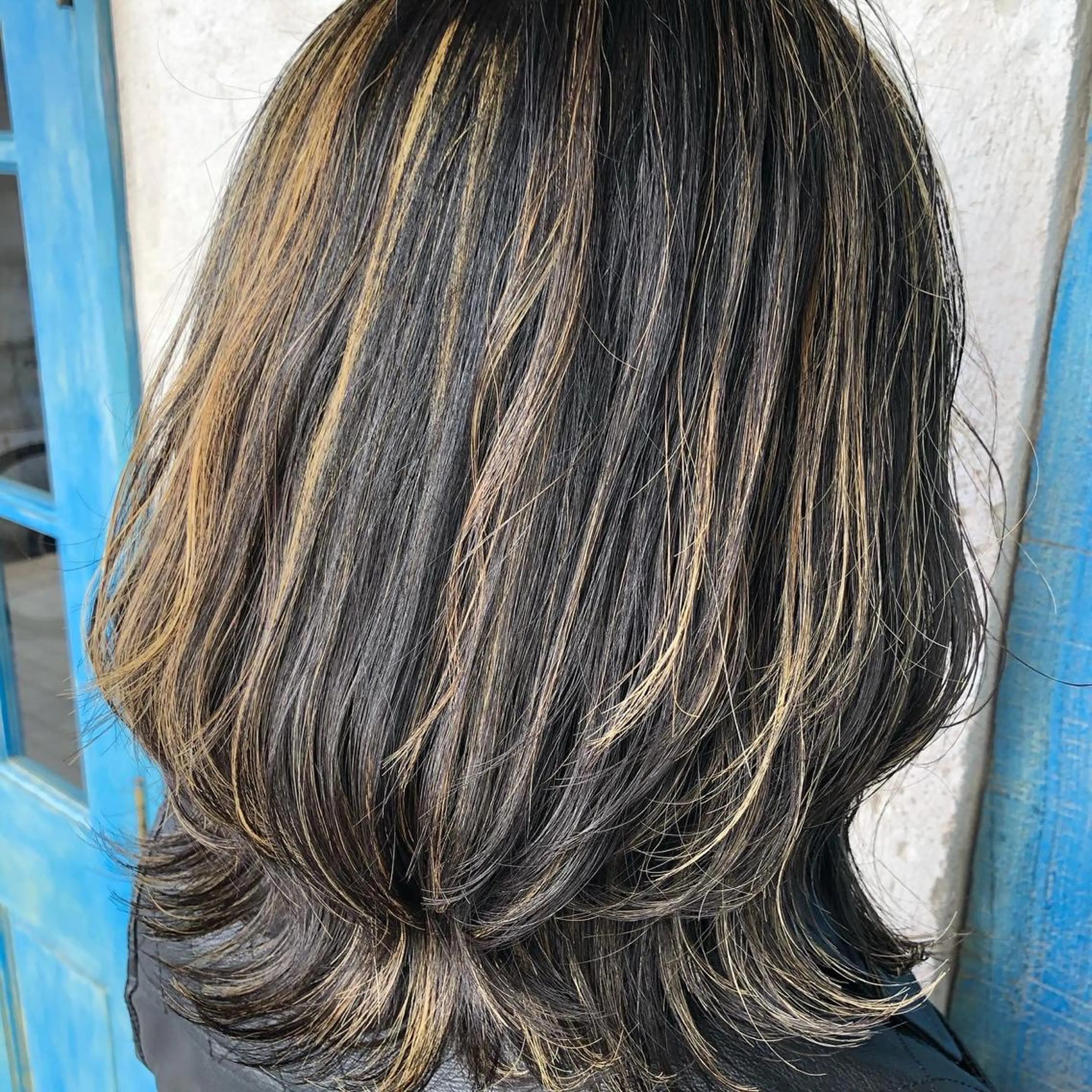 ミディアム カラー ハイライトカラー ボブ くびれヘア ハイライト 佐久間 広祐のヘアスタイル