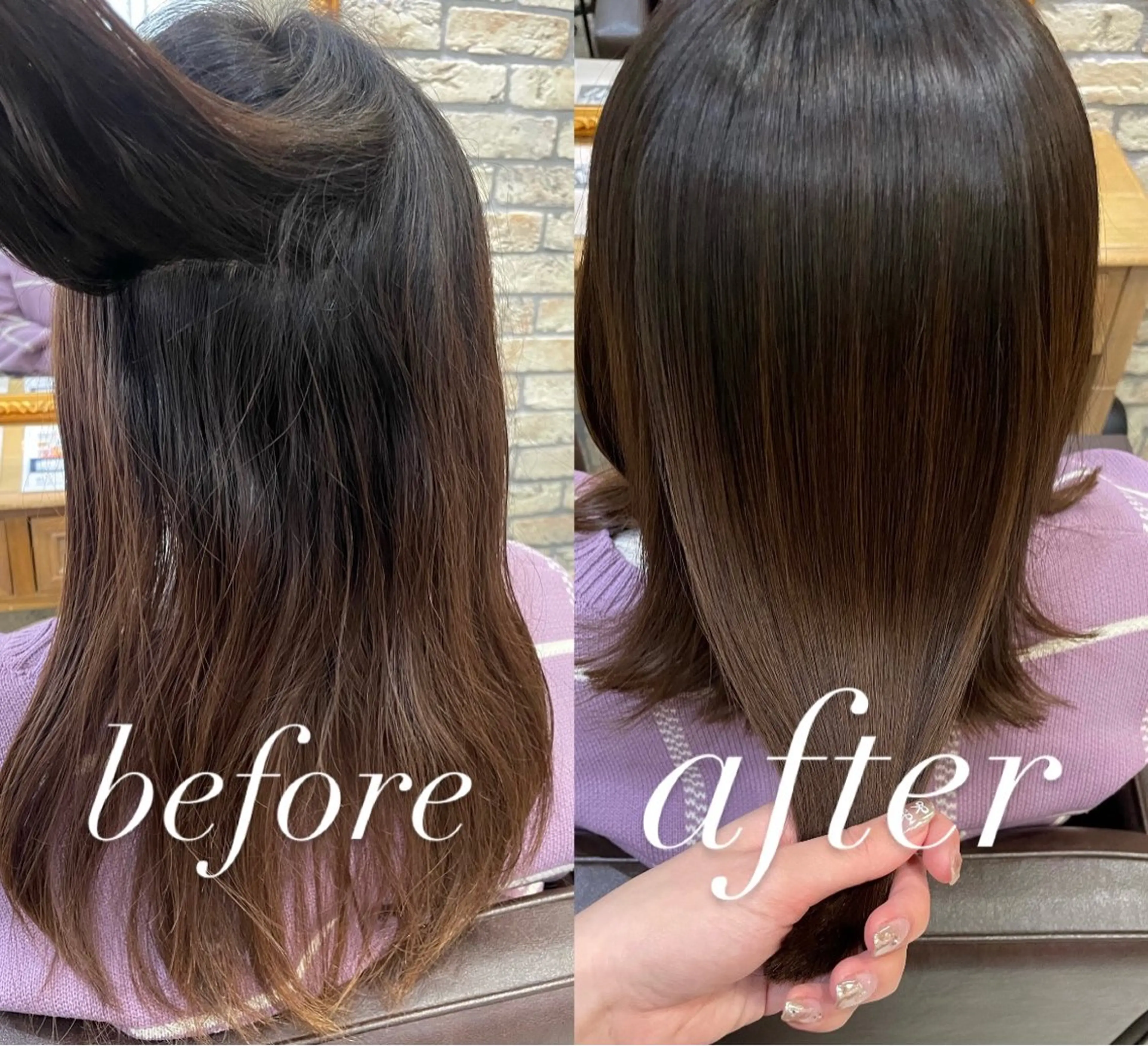 ミディアム カット ヘアカラー 縮毛矯正 トリートメント 髪質改善特化🫧韓国 🇰🇷amiruのヘアスタイル