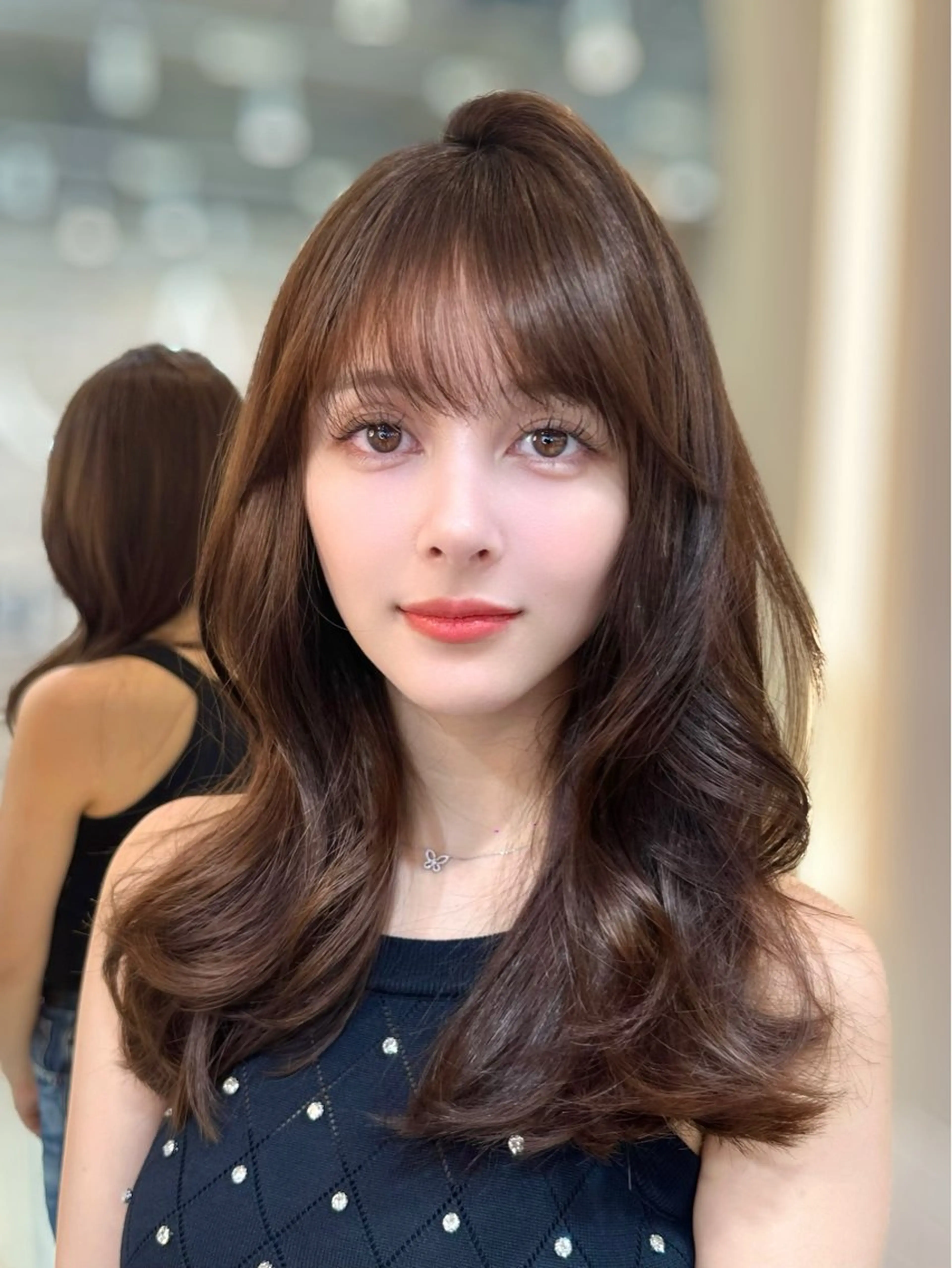 ミディアム カラー カット ヘアカラー トリートメント ヘアセット 新宿/韓国レイヤー 髪質改善カラー/角所のヘアスタイル