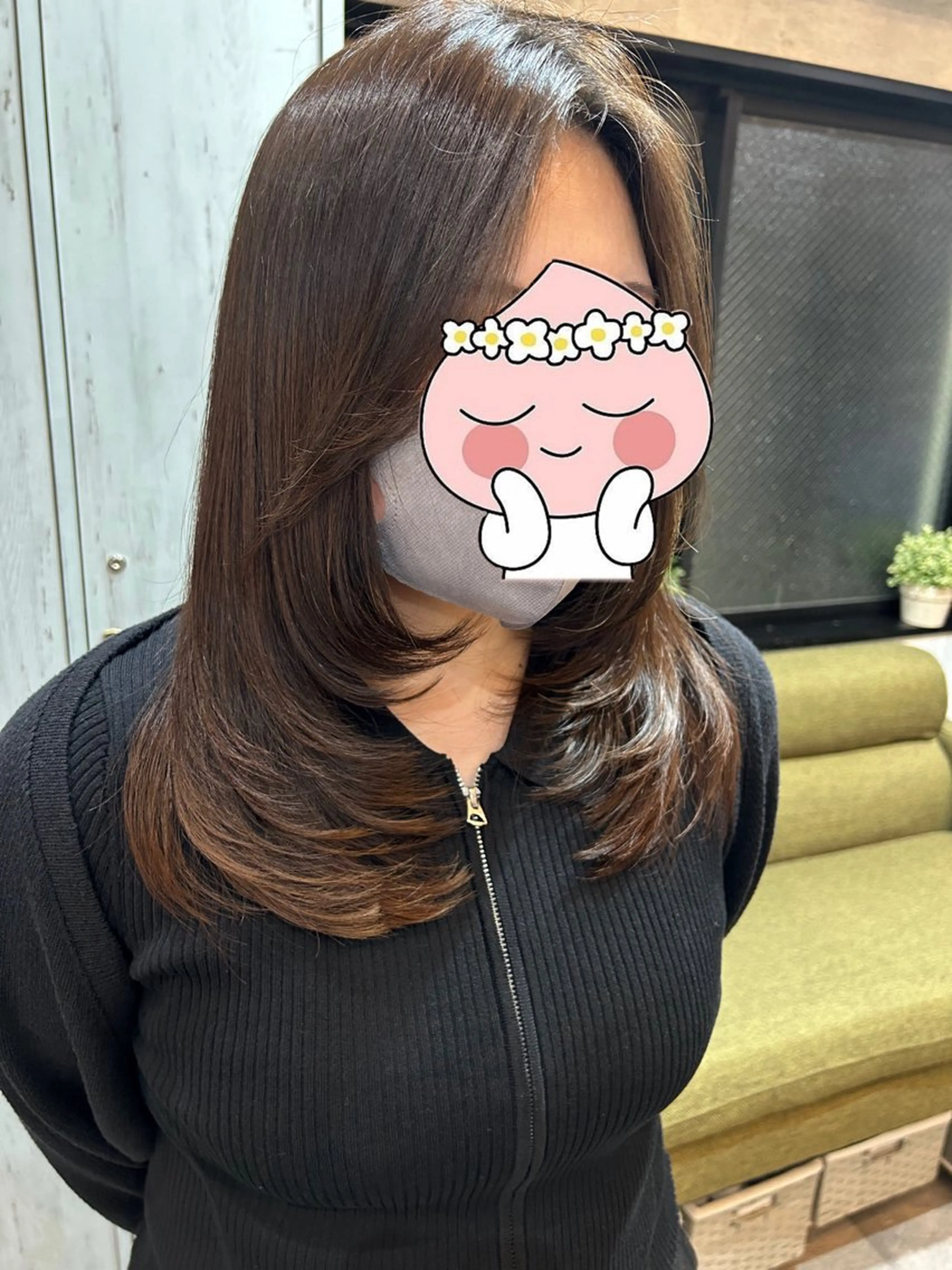 セミロング ヘアアレンジ 韓国風ヘア レイヤーカット 飯塚 沙衣のヘアスタイル
