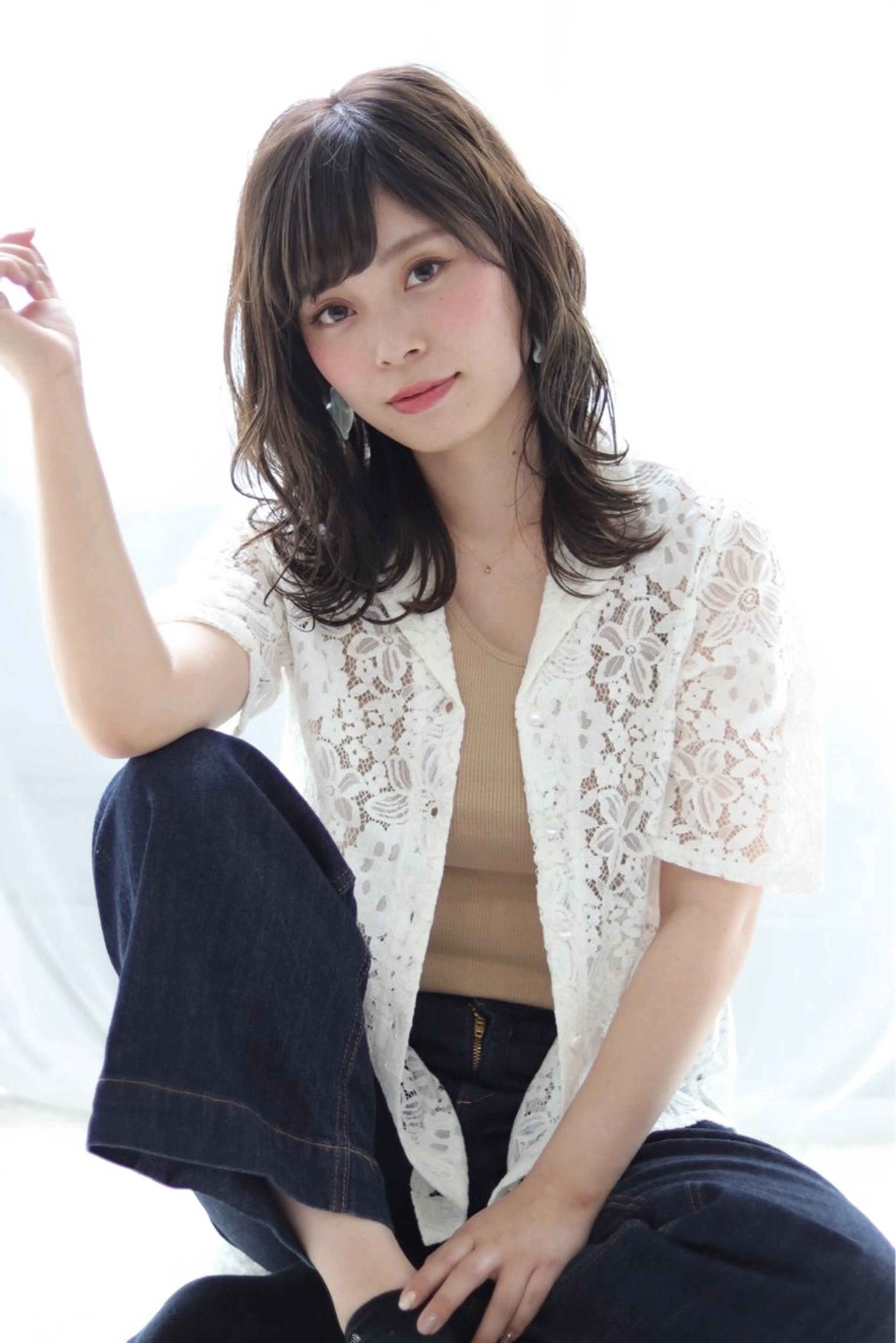 ミディアム 山﨑彩乃 🫧 縮毛矯正🪐のヘアスタイル