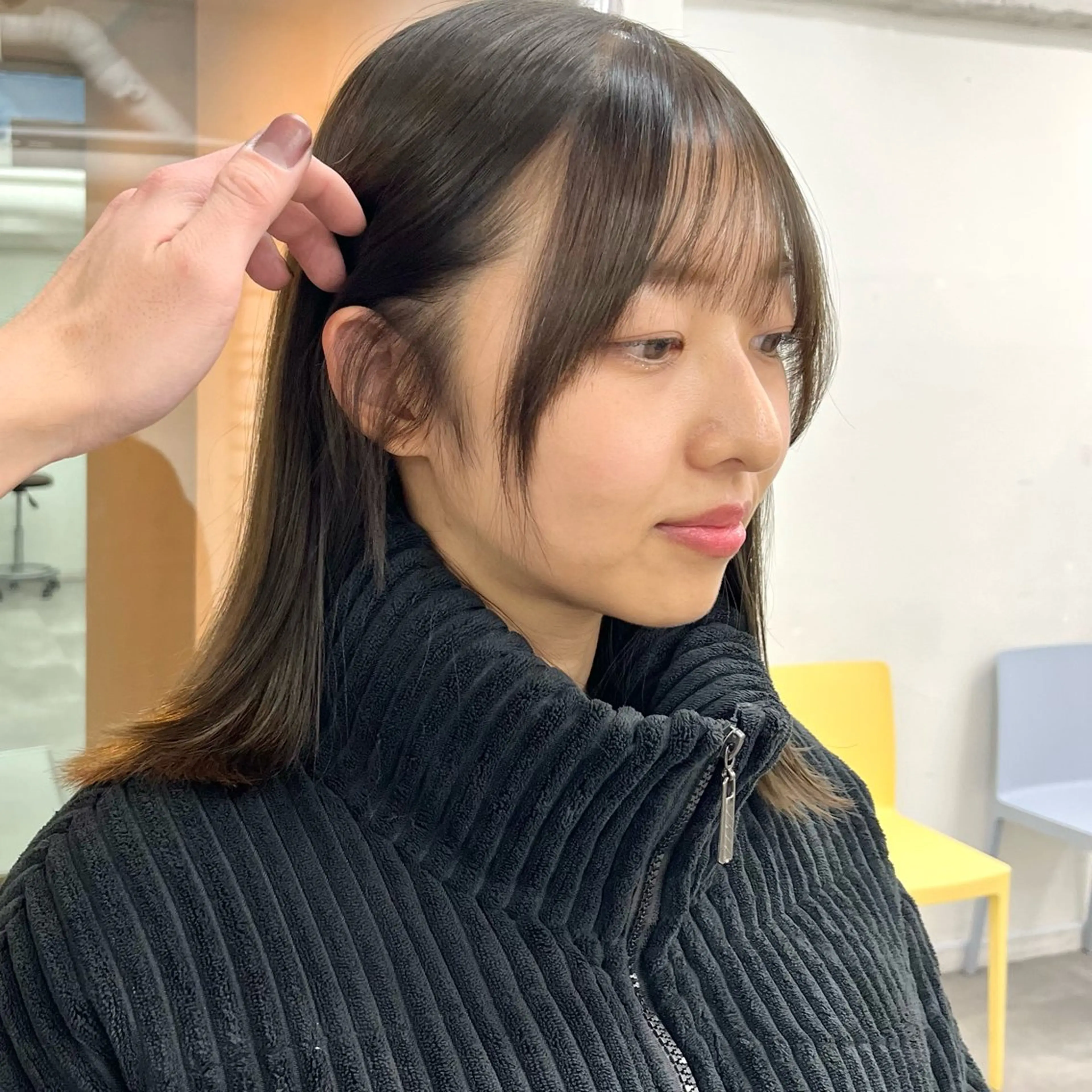 ミディアム カラー カット ヘアカラー トリートメント 天王寺髪質改善なら よしみさん✨のヘアスタイル