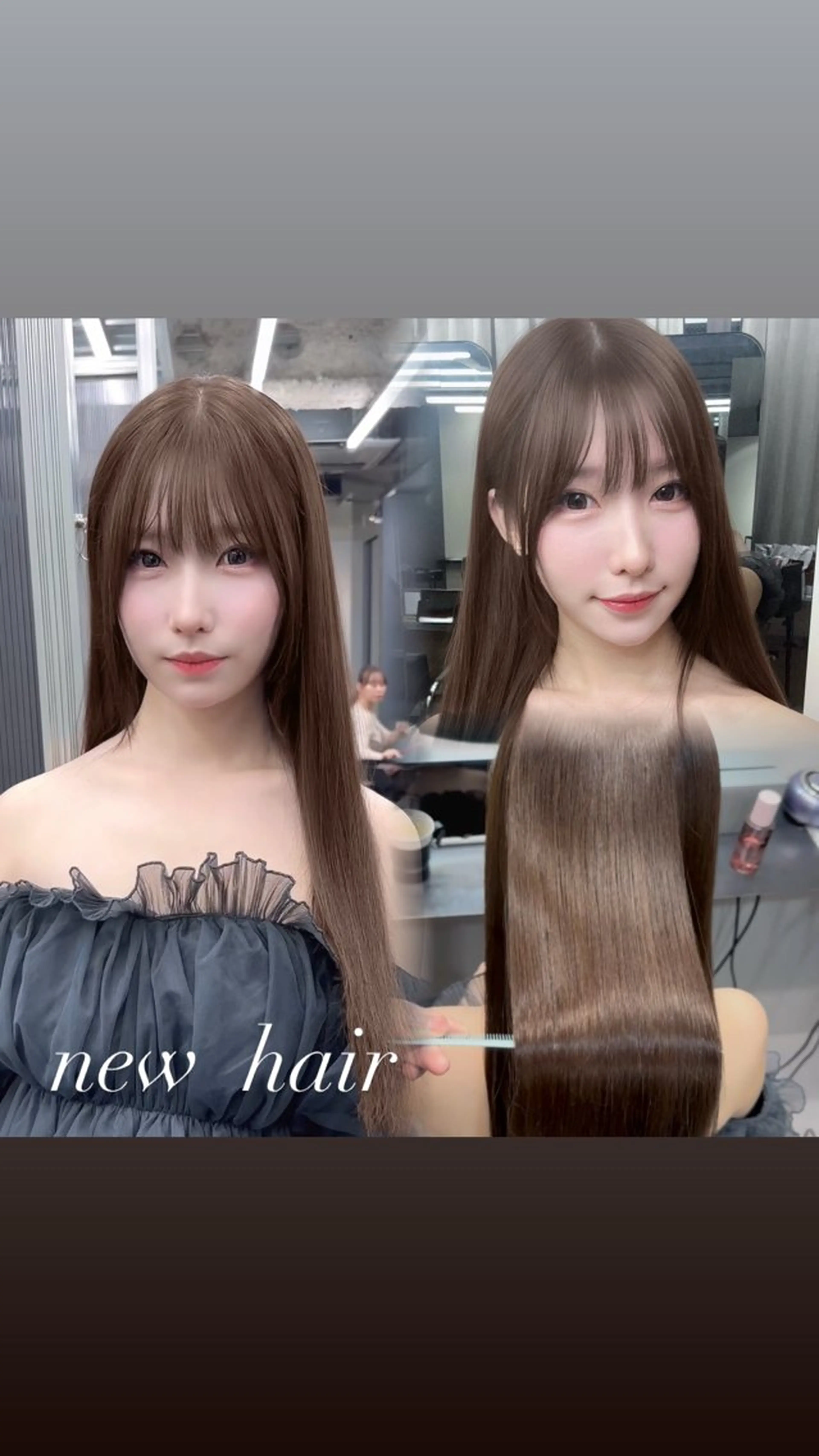 ロング カット ヘアカラー トリートメント 韓国風/ワンホンヘア 髪質改善/MaCoのヘアスタイル