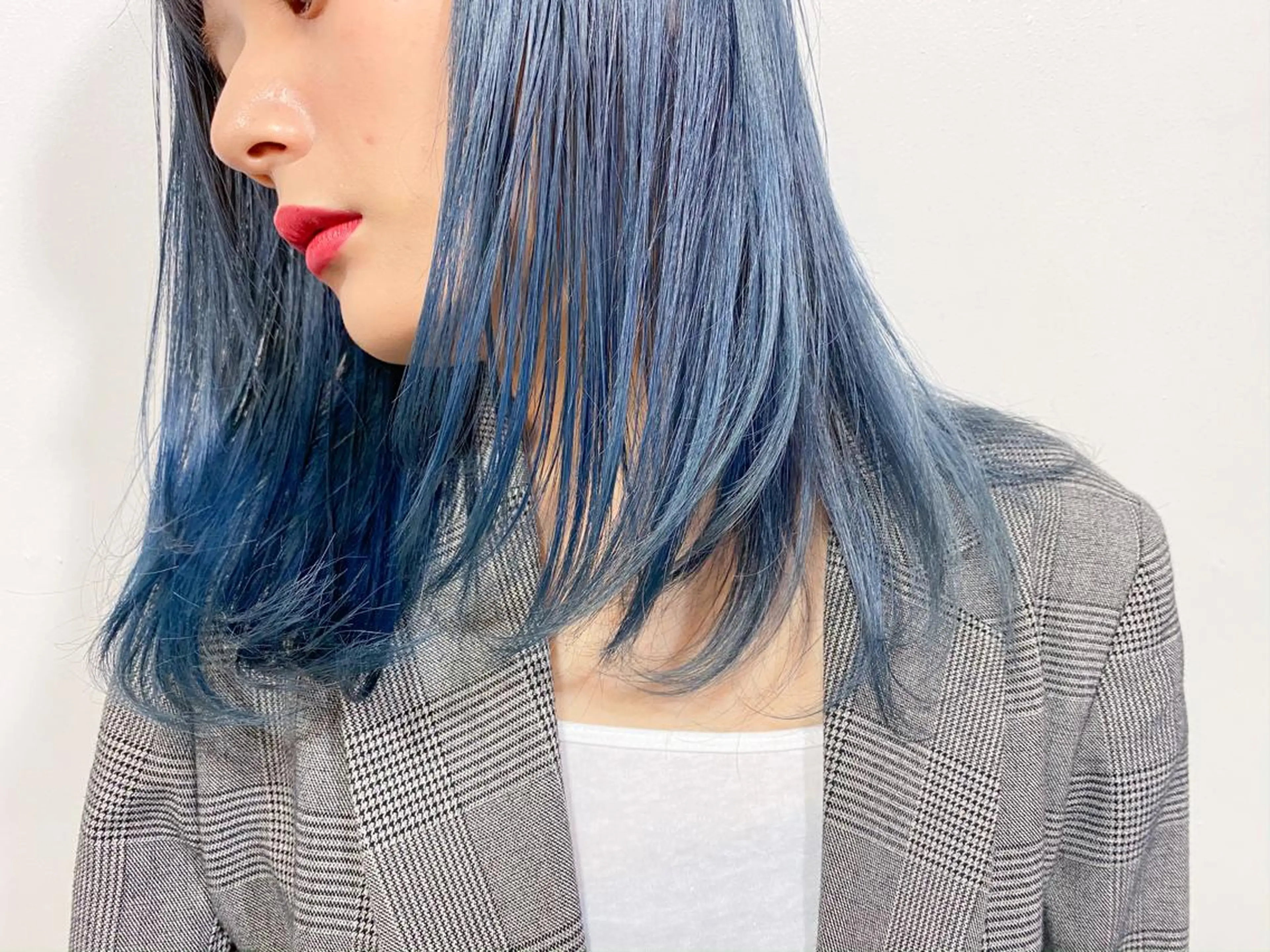 セミロング カラー ブルーカラー ネイビーカラー ness ネスのヘアスタイル