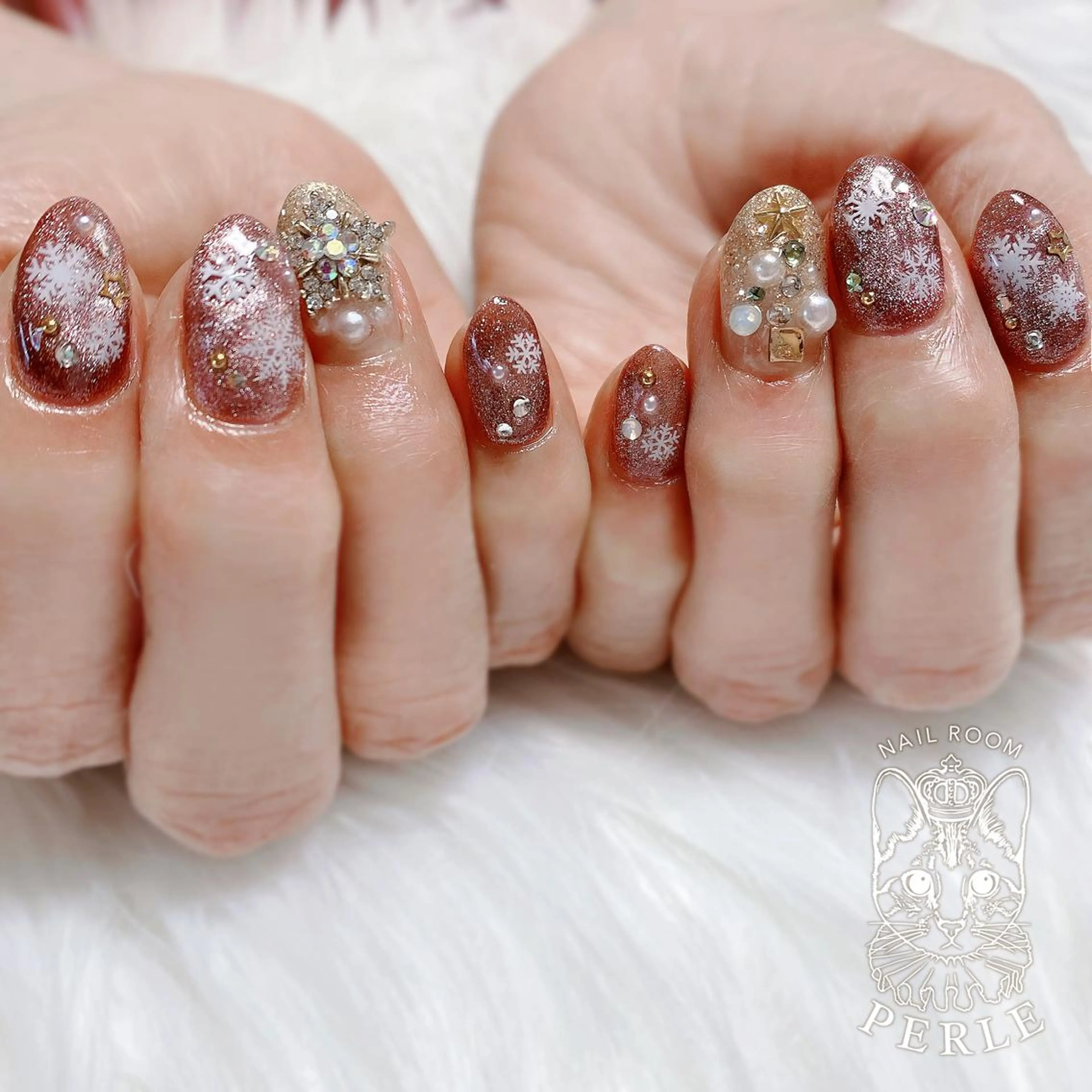 ネイル 冬ネイル クリスマス nail room Perleのネイルデザイン