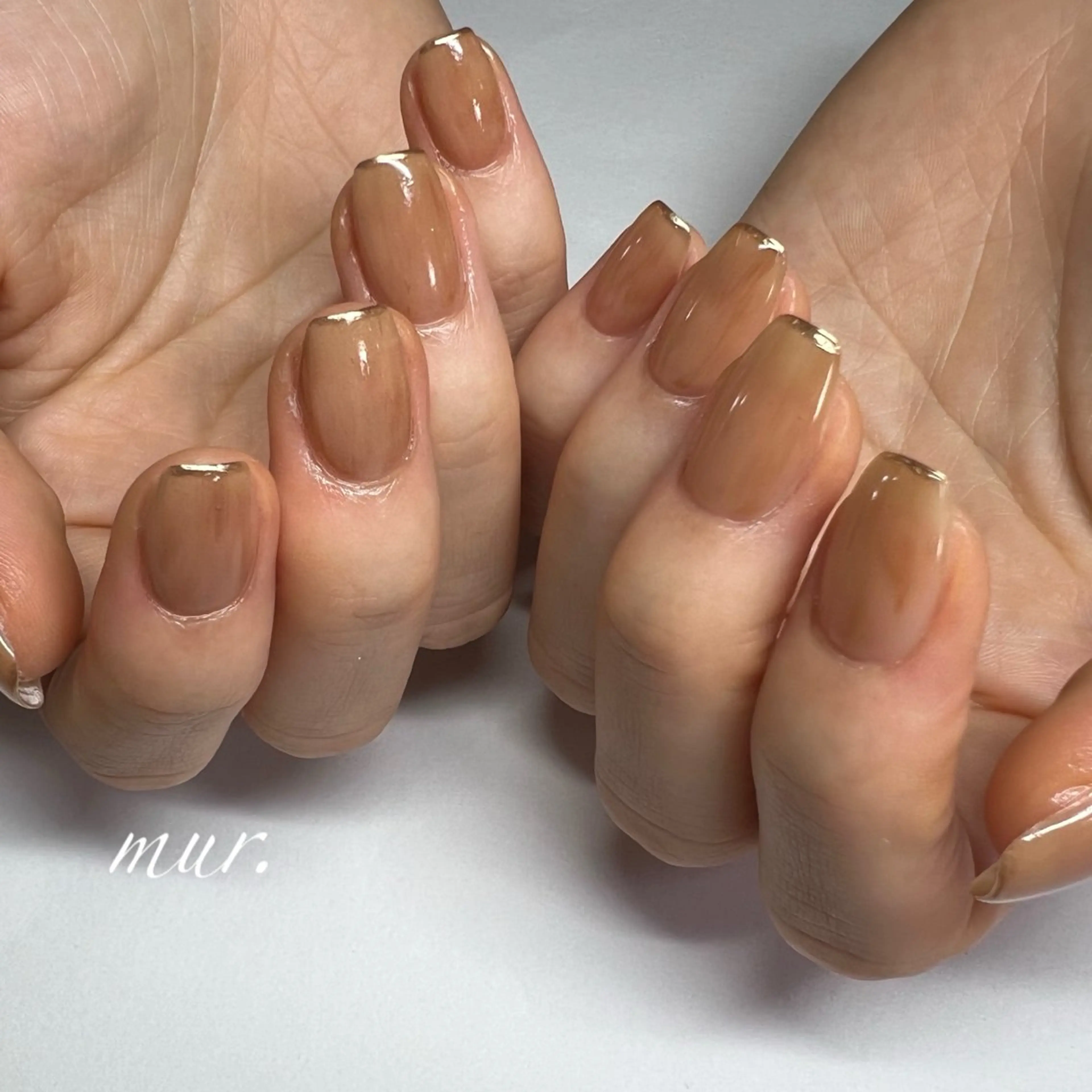 ネイル ブラウン ジェルネイル 韓国ネイル ミラーネイル ニュアンスネイル nailsalon mur.のネイルデザイン