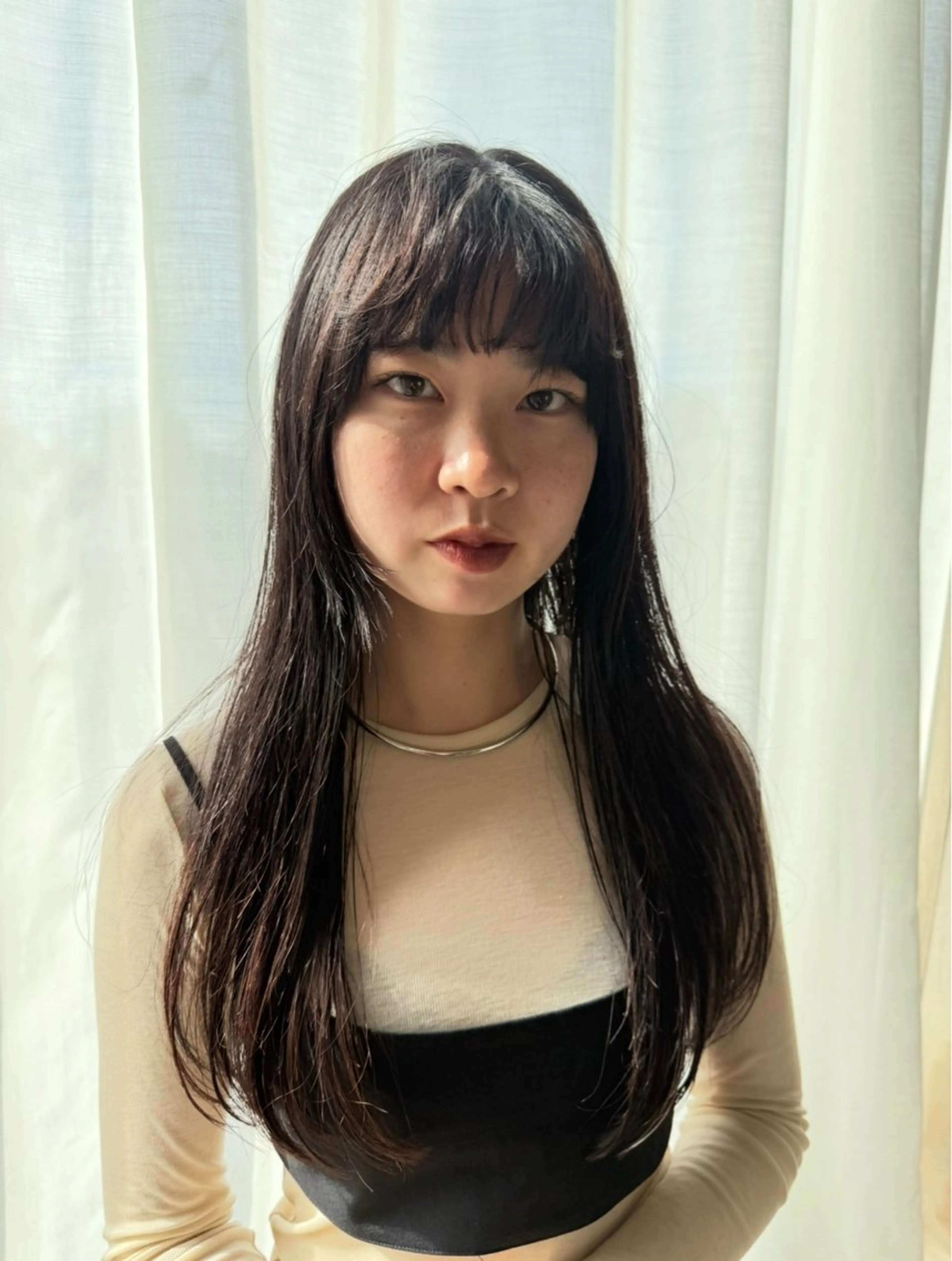 ロング 顔まわりレイヤー 顔周りカット 髪質改善 韓国風ヘア レイヤーカット トリートメント 原田 翠のヘアスタイル