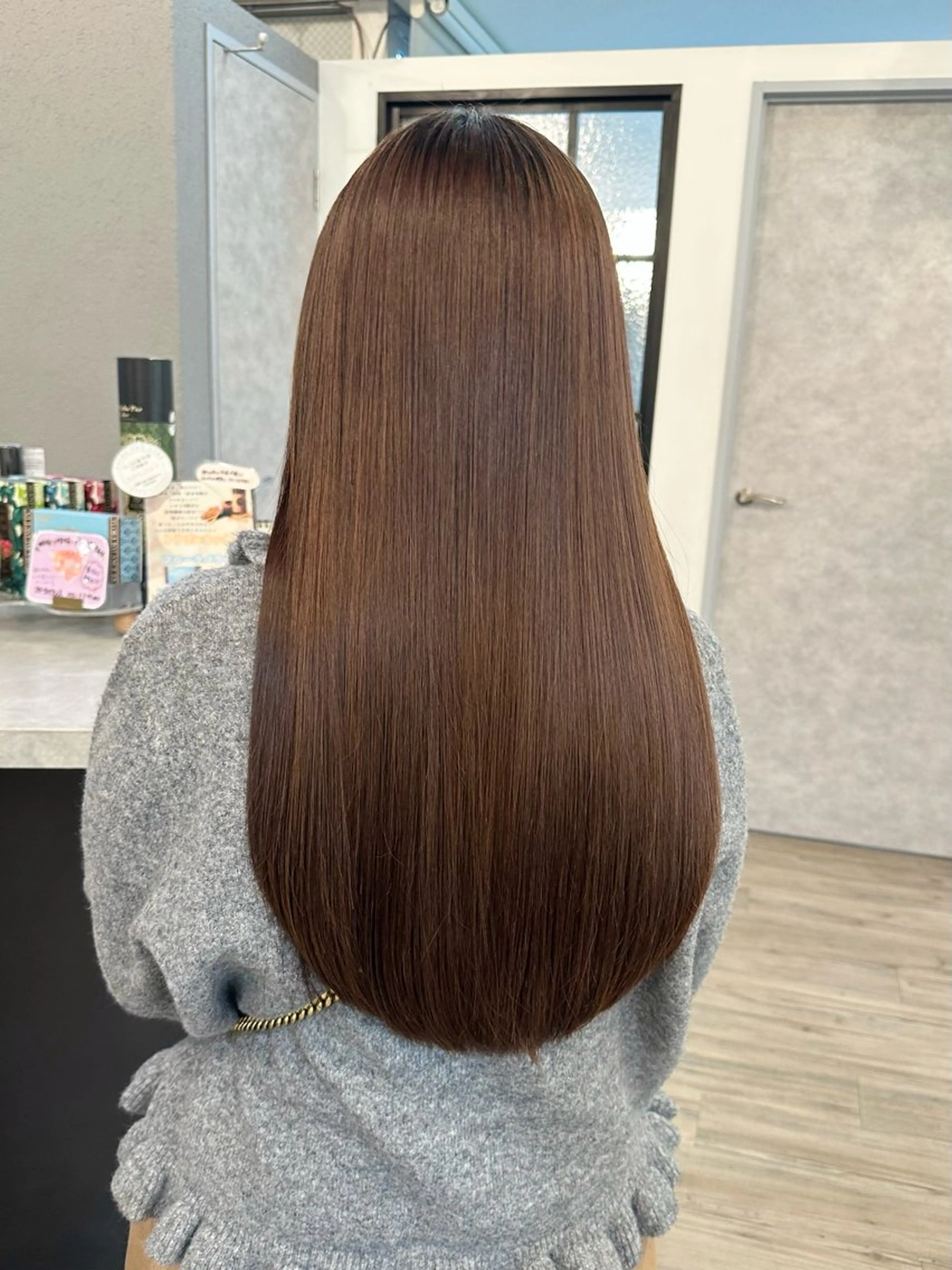 ロング カット 縮毛矯正 トリートメント sato ayaka ｜透明感カラー🫧のヘアスタイル