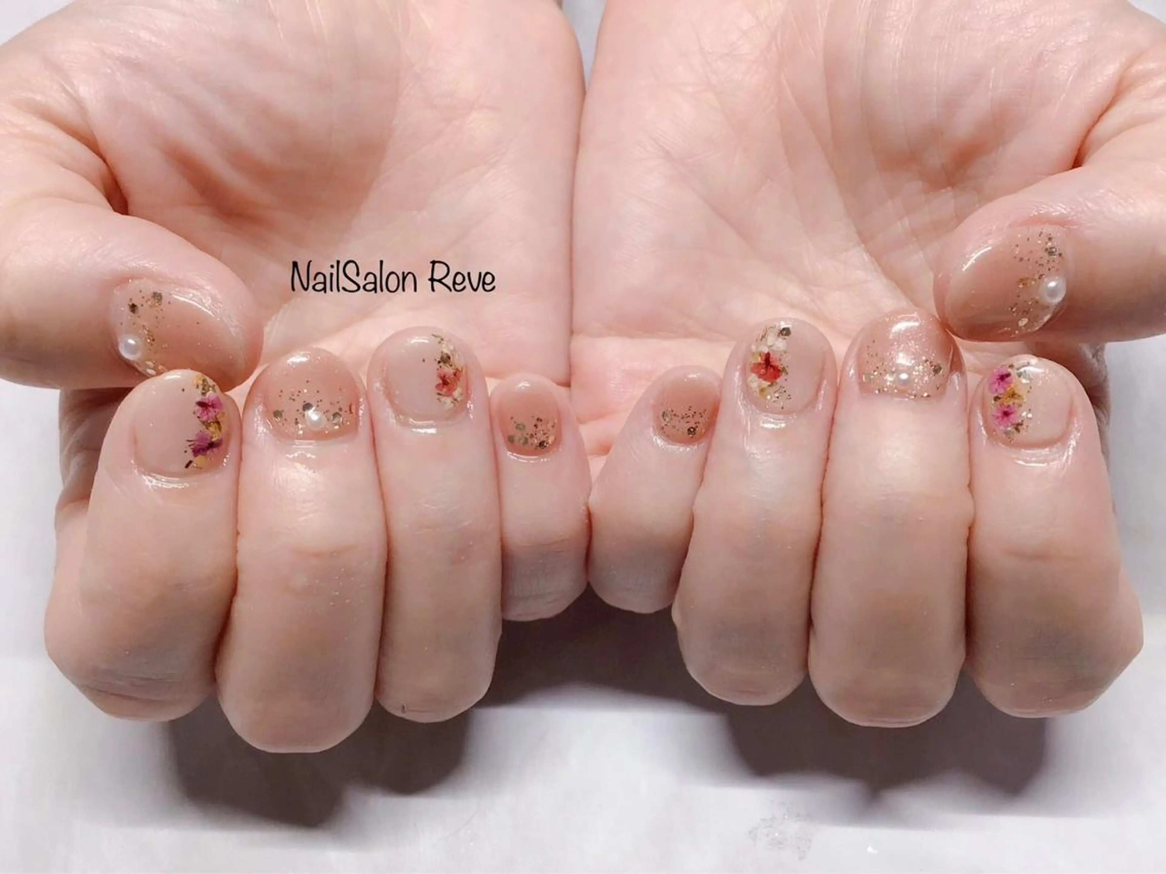 ネイル フラワーネイル ピンク 春ネイル ハンドネイル NailSalon   Reve（ネイルサロン レーヴ）所属・NailSalon Reveのネイルデザイン