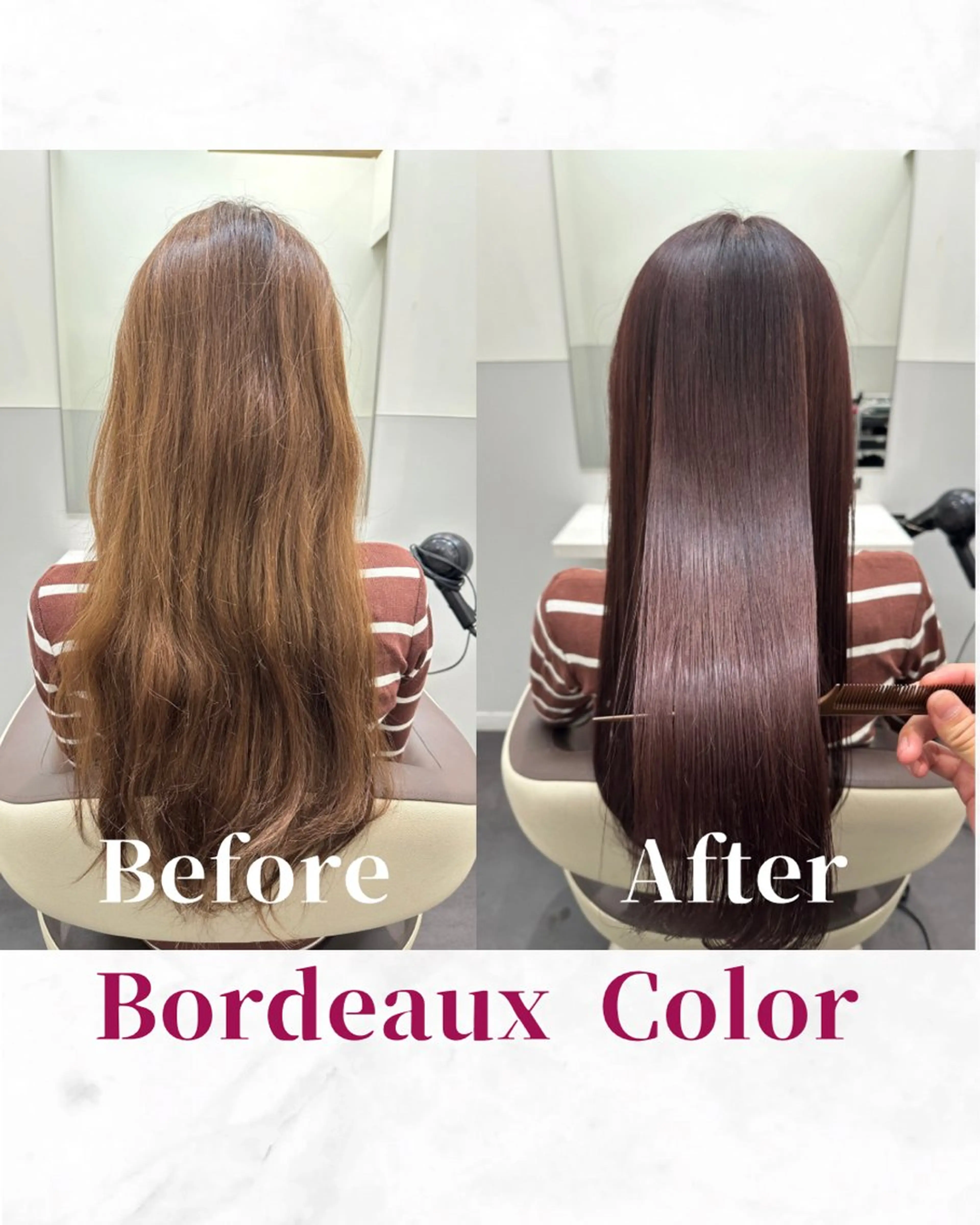ロング カラー ボルドーカラー ケアカラー レッドカラー バイオレットカラー 髪質改善 カット ヘアカラー トリートメント 【レイヤー/韓国風 /髪質改善】RINのヘアスタイル