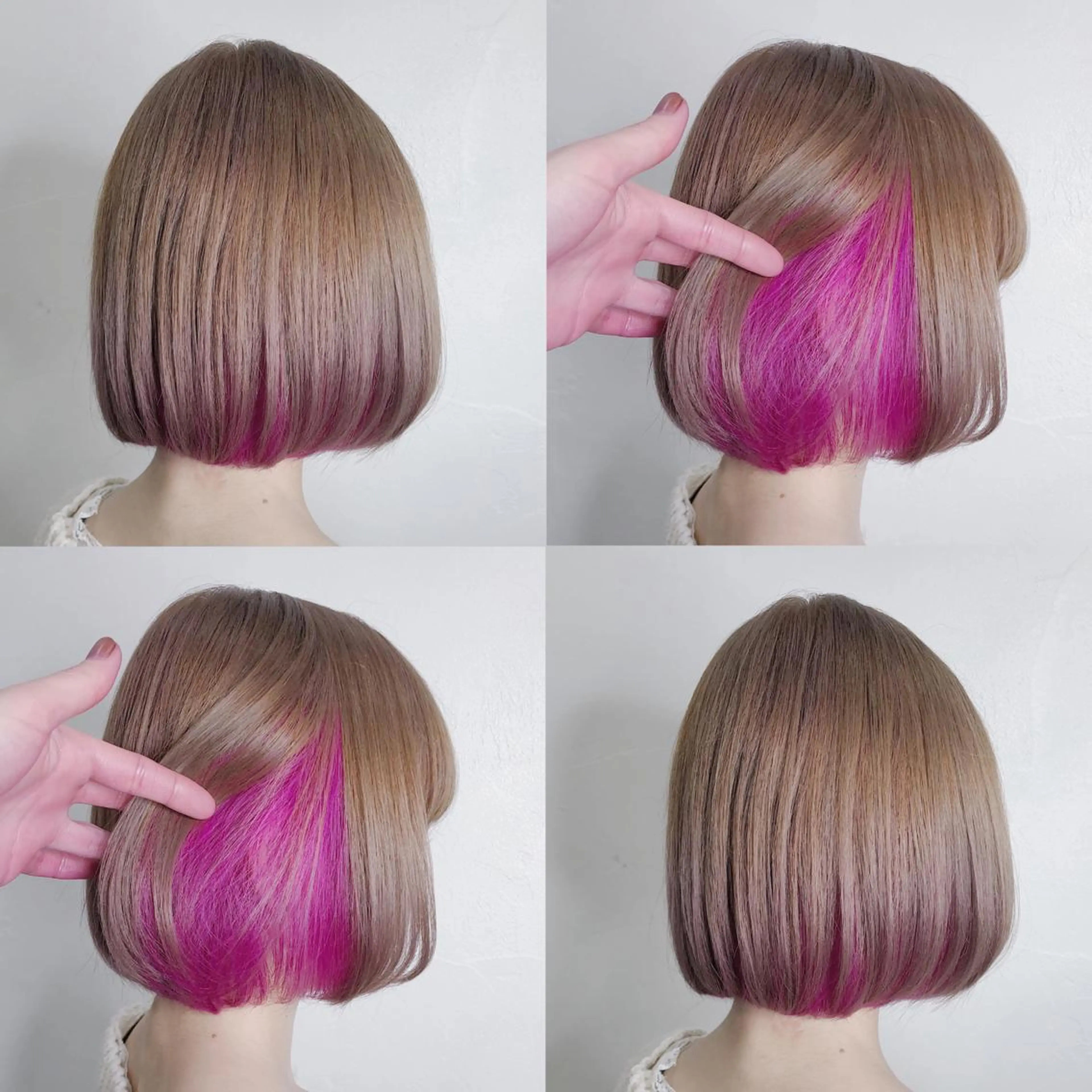 ショート カラー ヘアアレンジ メンズ キッズ ピンクカラー ヘアカラー トリートメント ヘアセット 💟Chloe原宿店 🩶ハイトーンのヘアスタイル