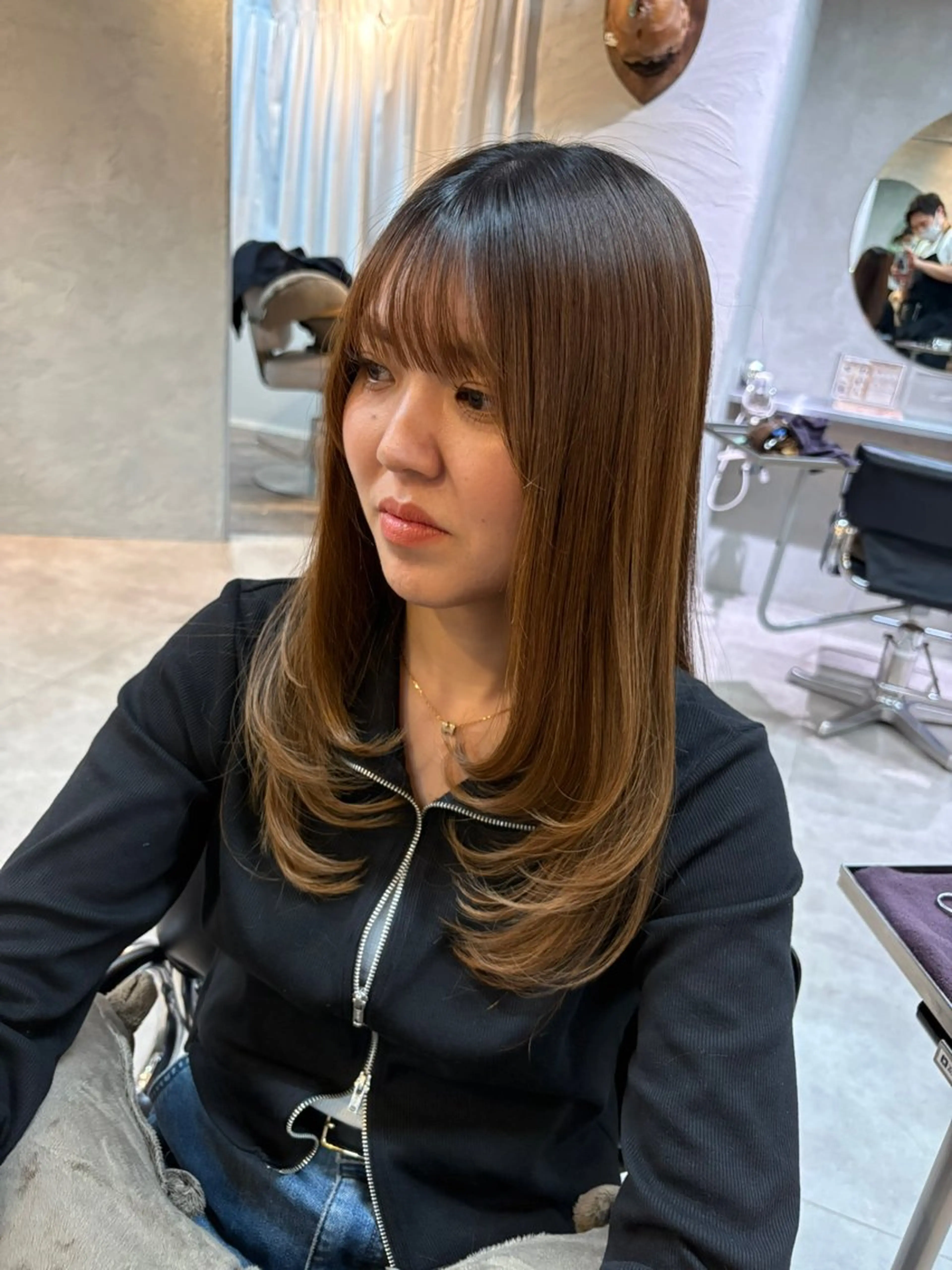 ロング カット 縮毛矯正 こうき/前髪割れ癖 改善/カット/カラーのヘアスタイル