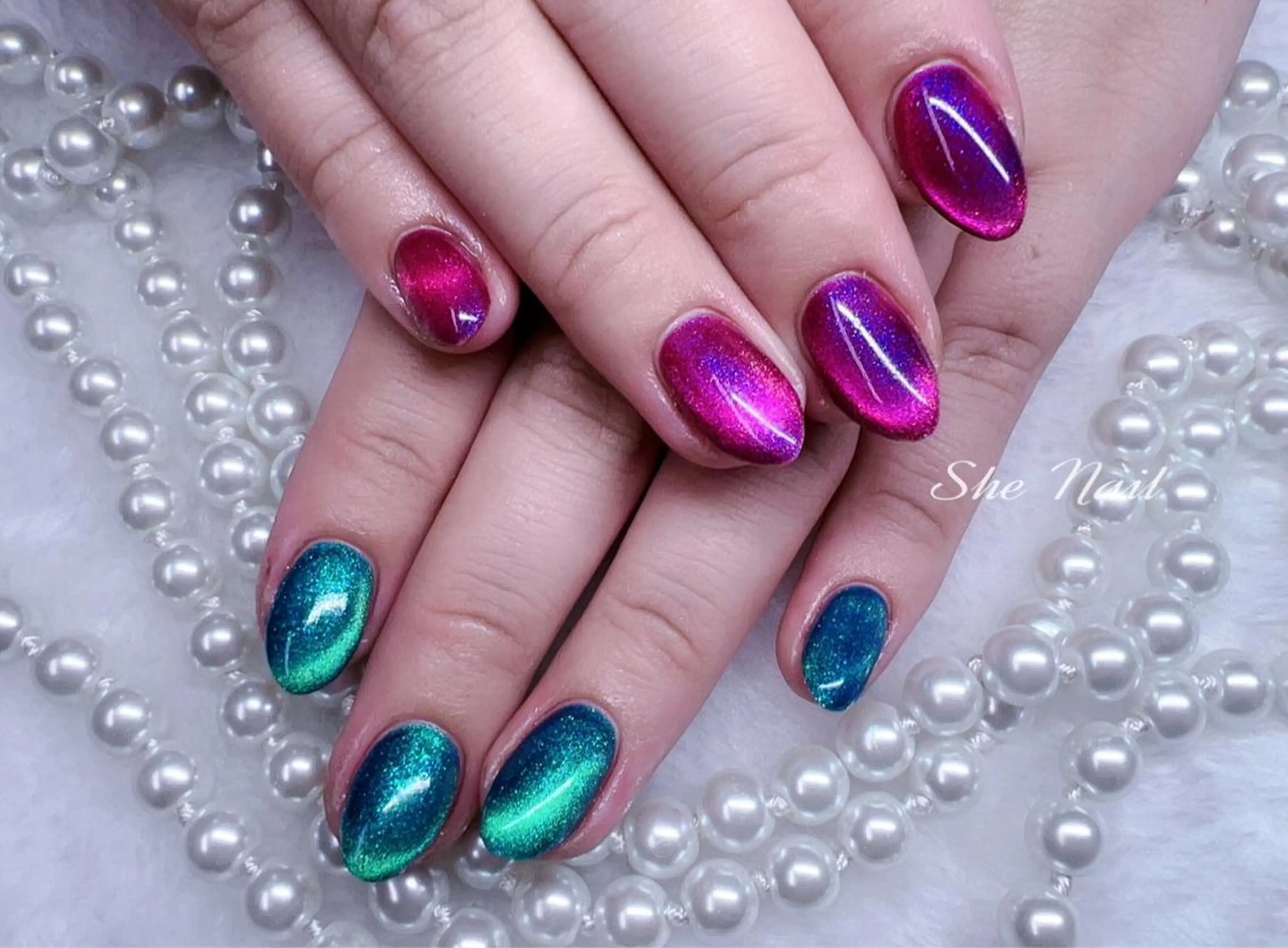 ネイル チークネイル 長さ出し マグネットネイル 持ち込み ワンカラーネイル ハンドネイル She   Nail所属・ISA_ BELLAのネイルデザイン