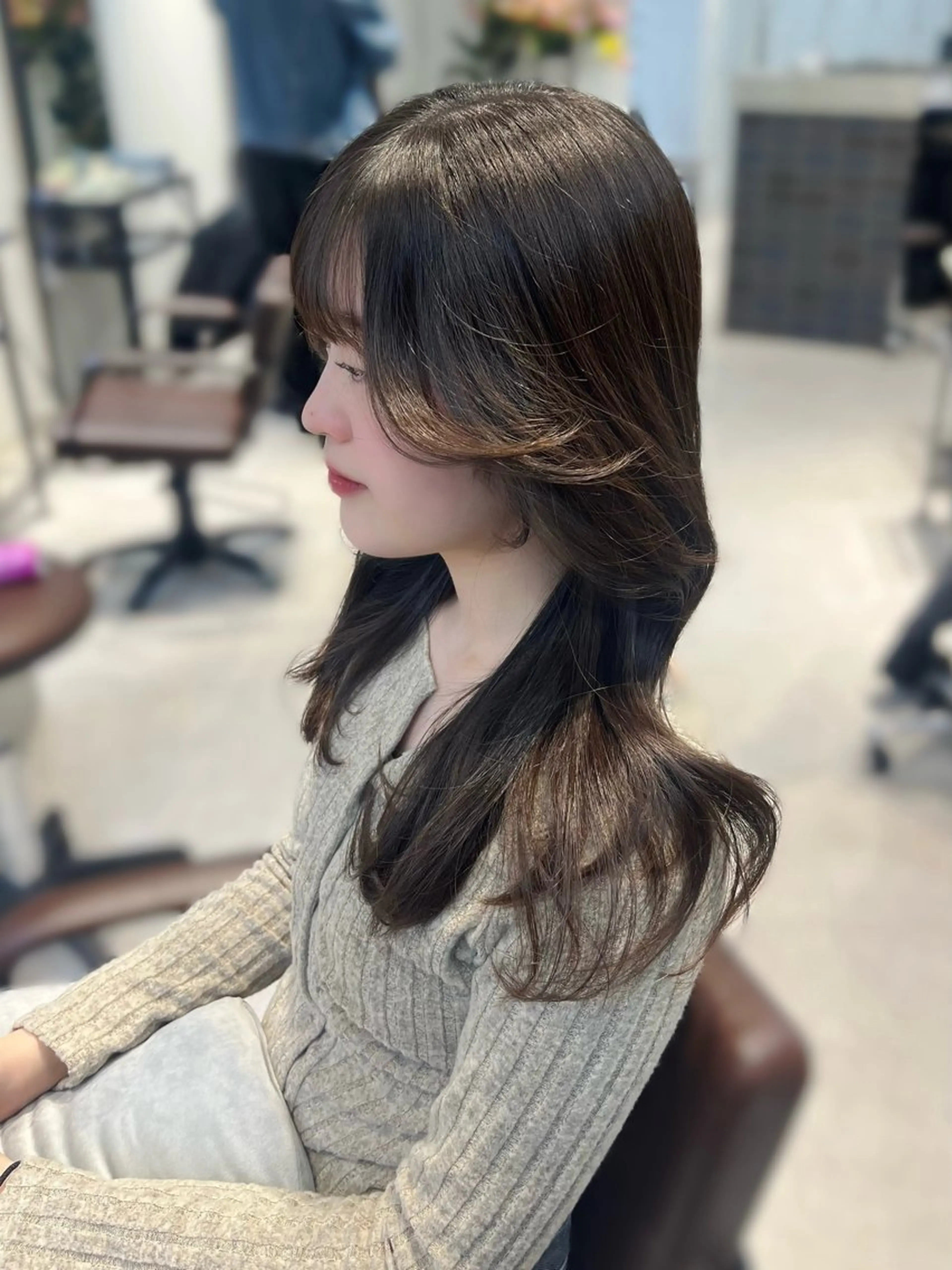 カラー ヘアアレンジ カット ヘアカラー 似合わせ顔まわり カット🤍森尾真由美のヘアスタイル