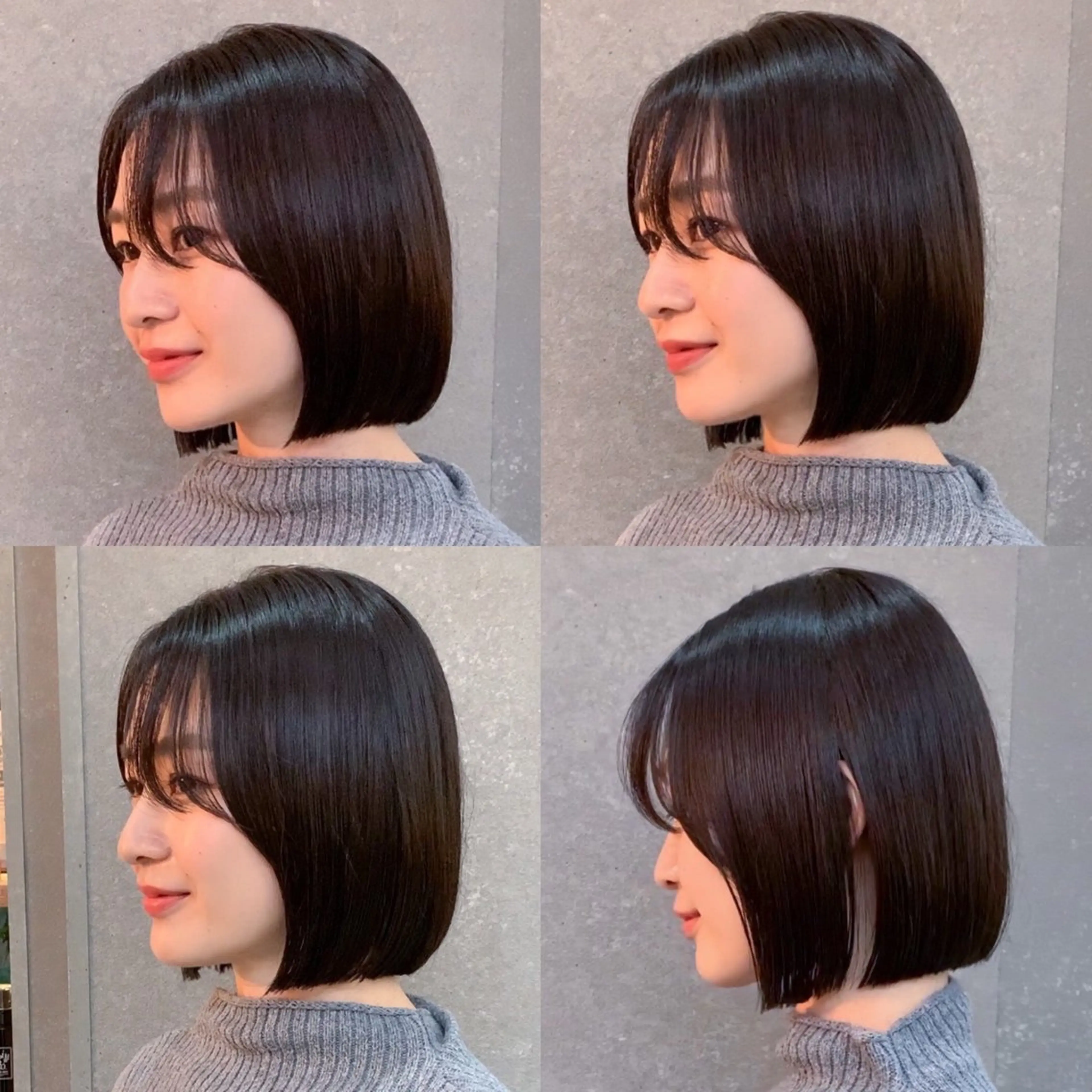 ショート 切りっぱなしボブ 前下がりボブ ショートボブ ボブ 顔周りカット カット 縮毛矯正 トリートメント 伊 杏のヘアスタイル