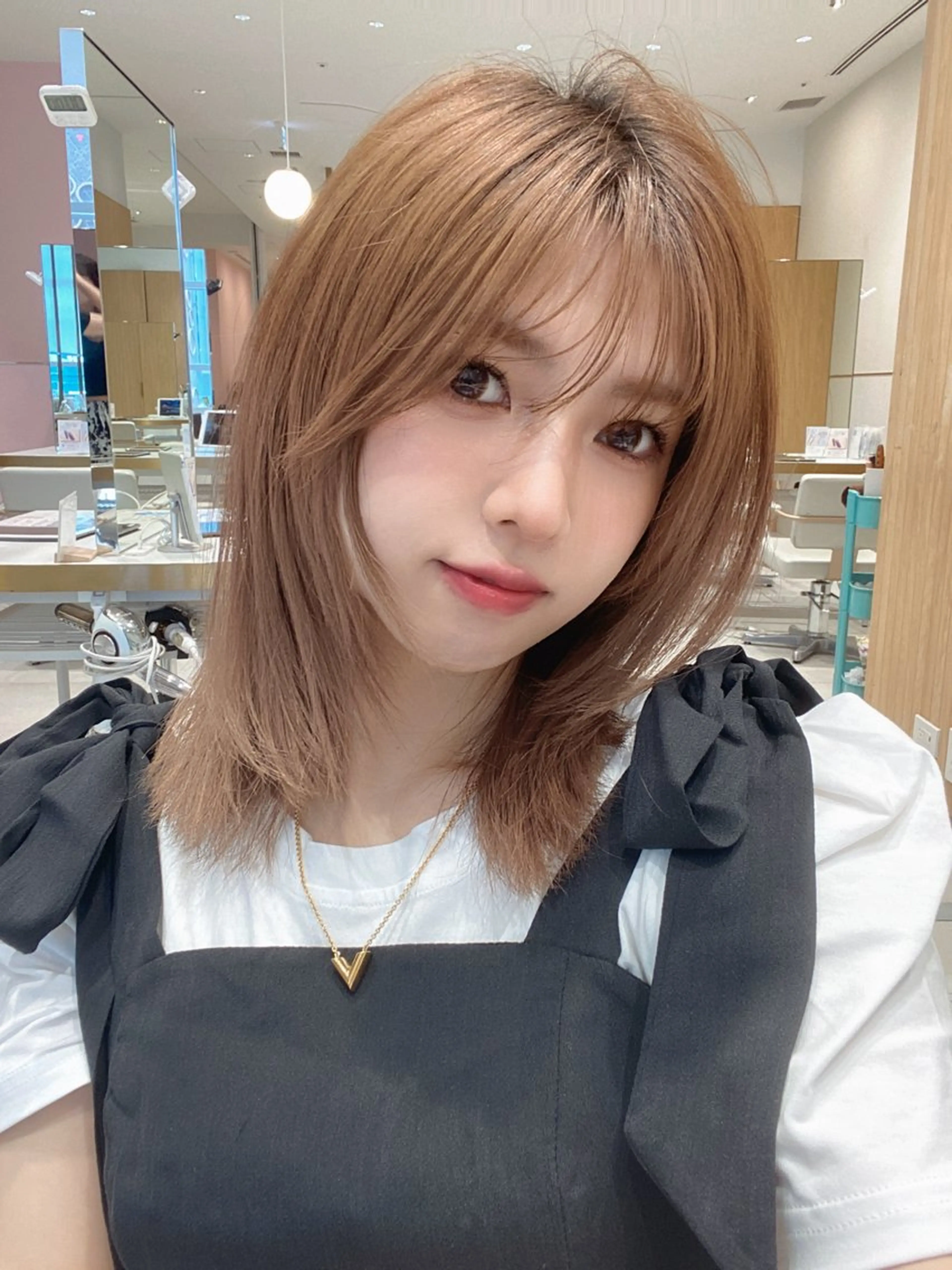 セミロング カラー パーマ ヘアアレンジ ブリーチ ブラウンカラー グレージュ イルミナカラー ブリーチなしカラー 小野寺瑞希 /最小顔カットのヘアスタイル