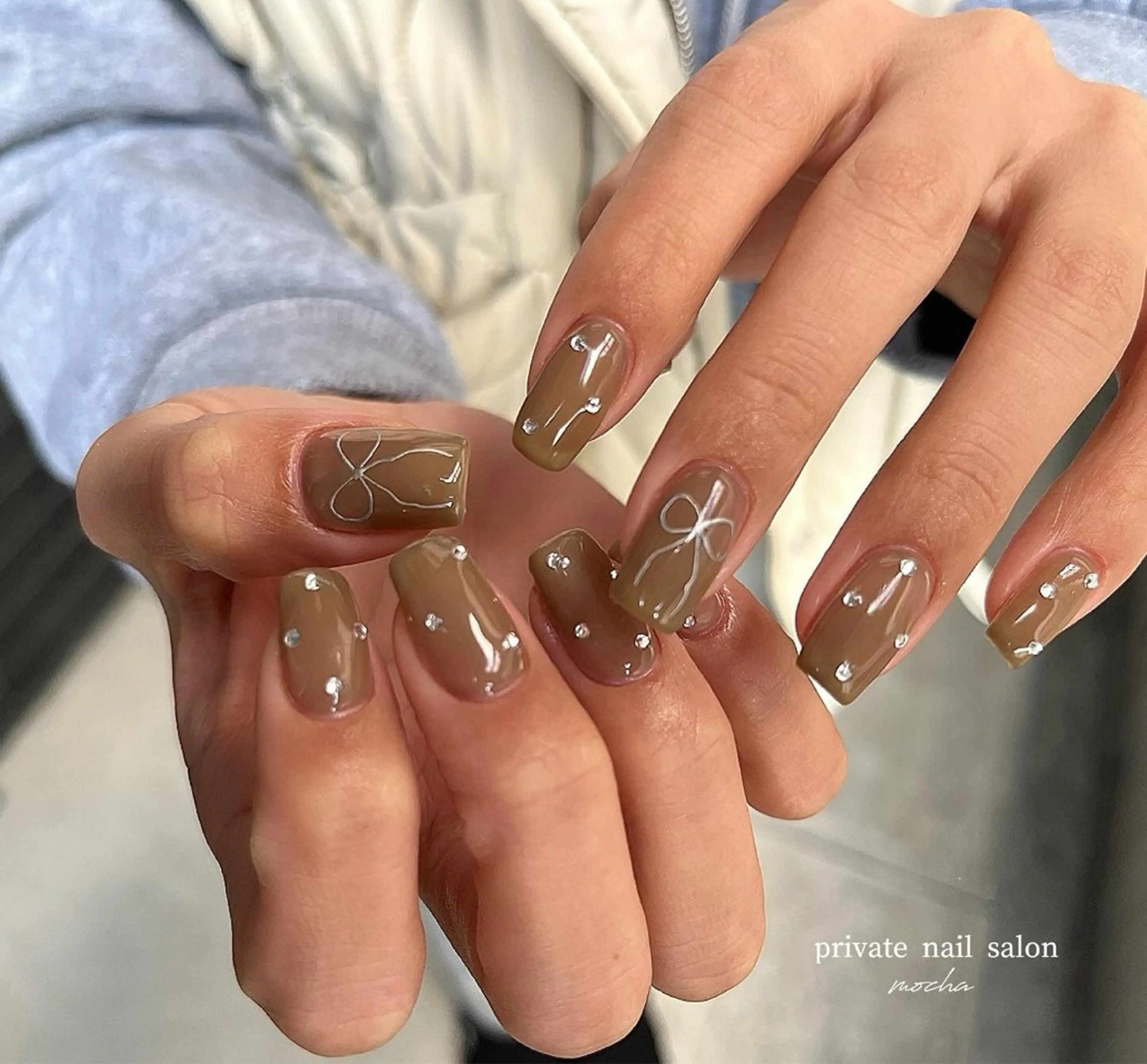 ネイル カジュアル チークネイル フレンチネイル ジェルネイル マグネットネイル ハンドネイル mocha nailのネイルデザイン