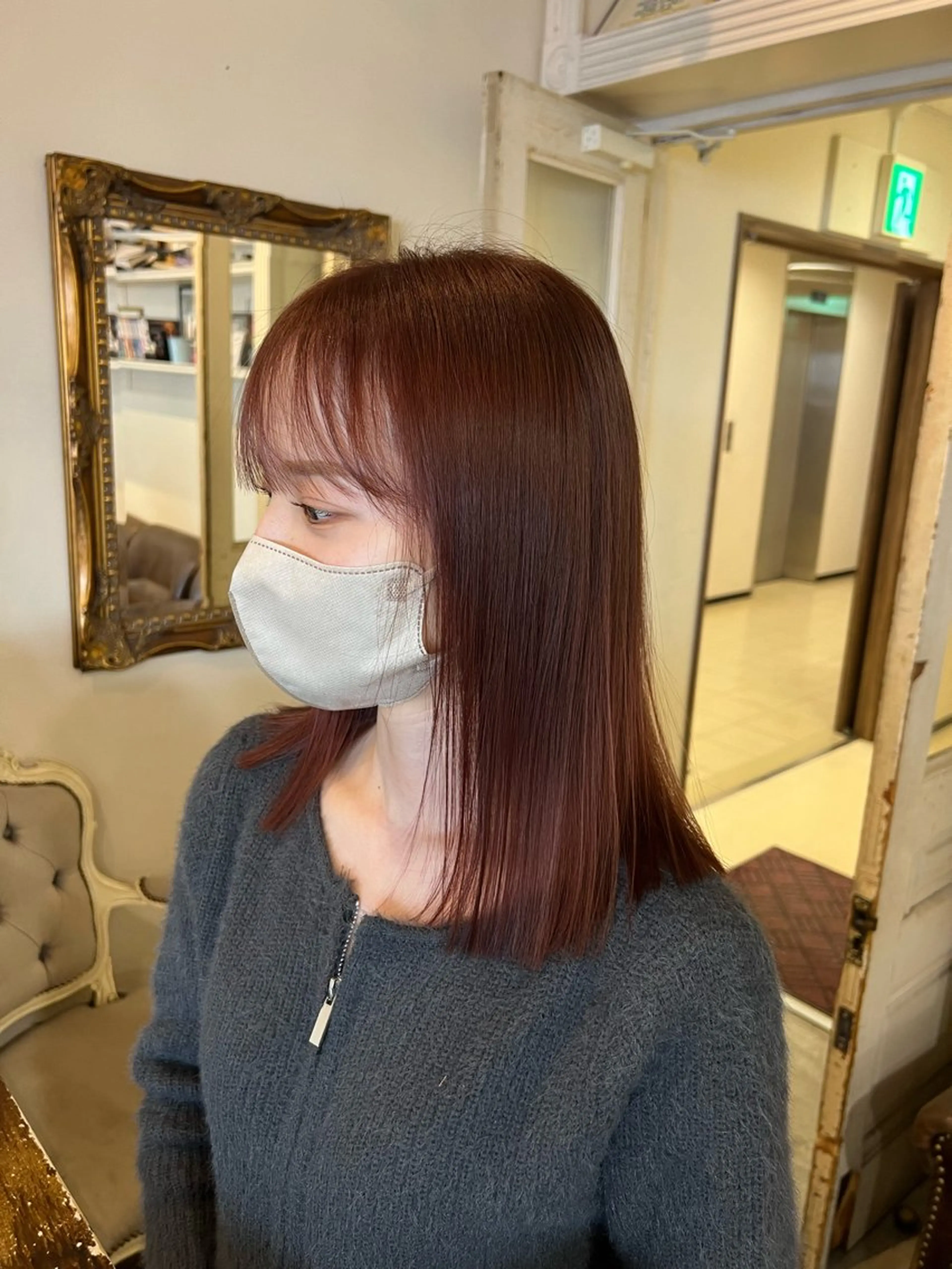 セミロング カラー ヘアアレンジ ブラウンカラー ピンクカラー ピンクブラウン 金子 廉のヘアスタイル