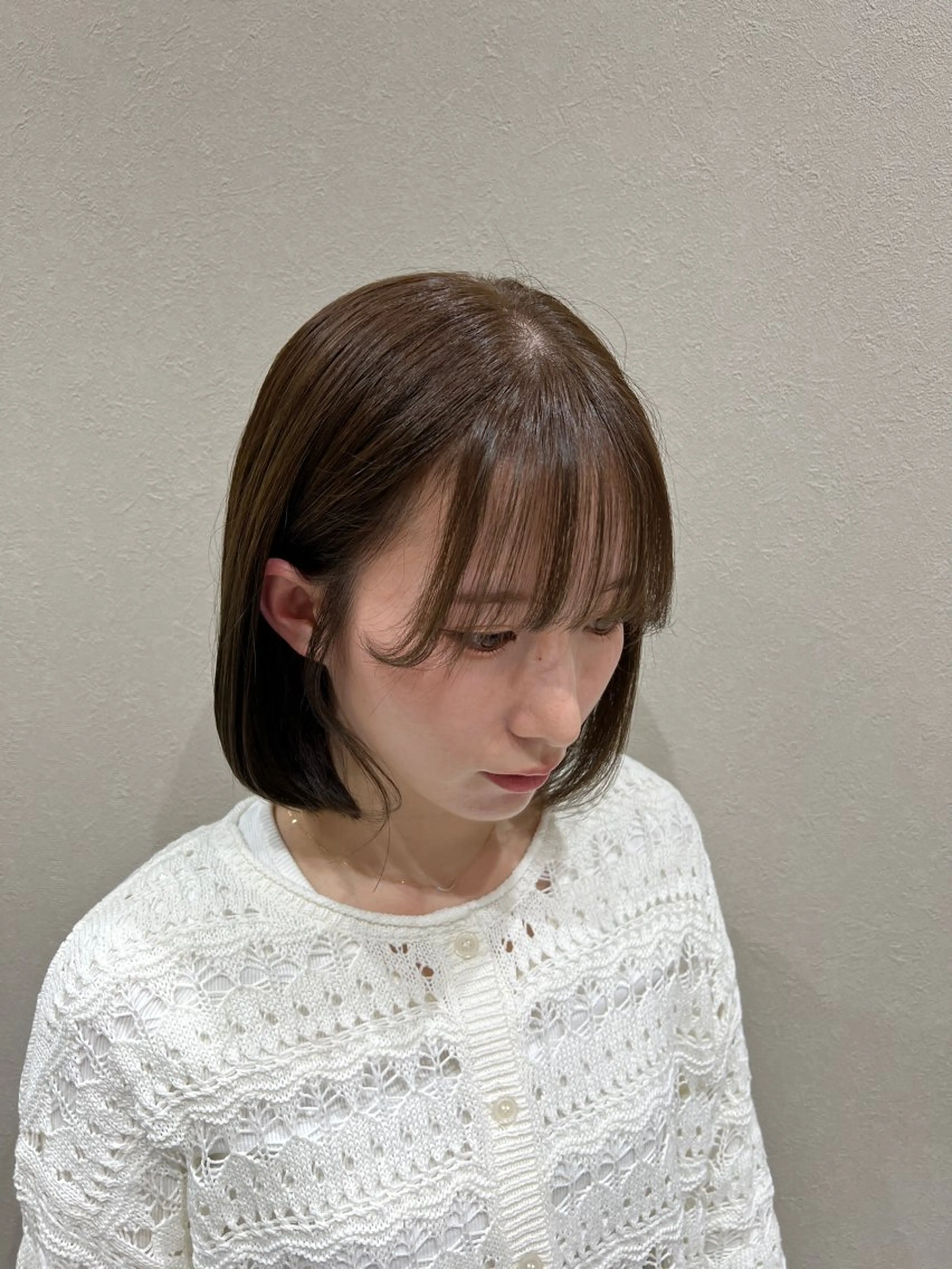ミディアム カラー ヘアカラー トリートメント 透明感カラー/ボブ/ nanamiのヘアスタイル