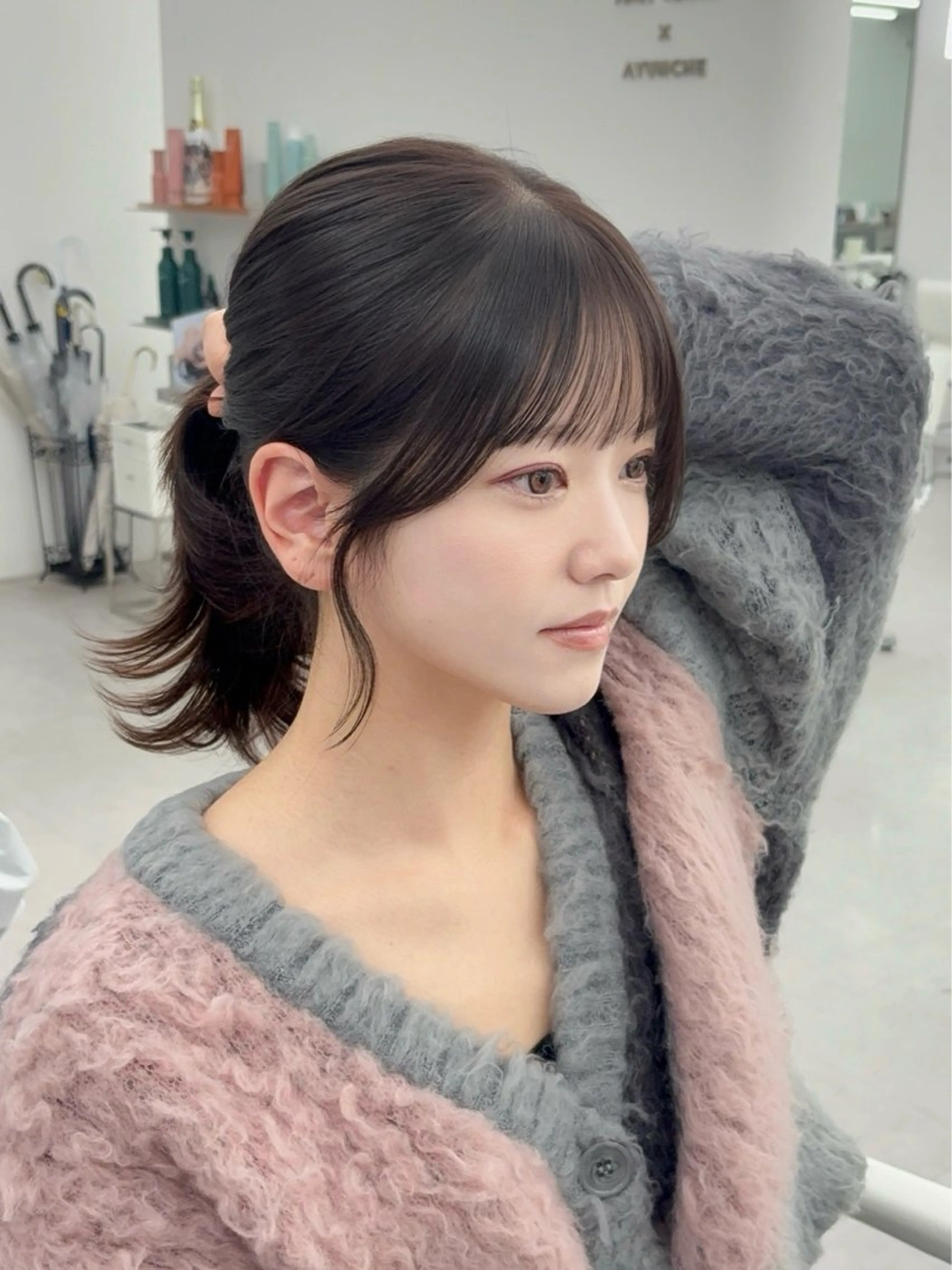 ミディアム カラー レイヤーカット 小顔カット カット ヘアカラー トリートメント 韓国ヘア/レイヤー/ 顔まわり足立遥奈のヘアスタイル