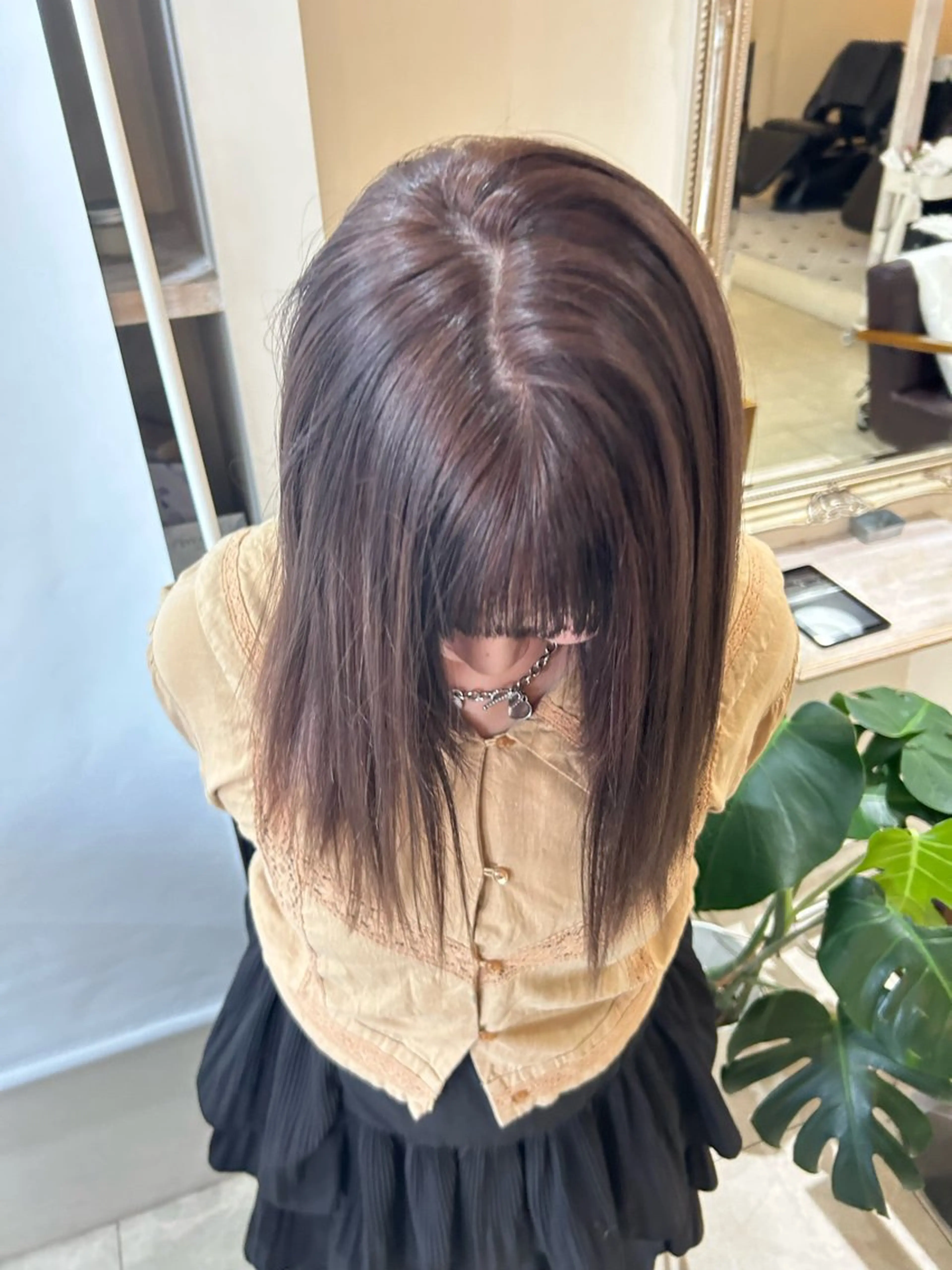 セミロング カラー ヘアアレンジ ベージュカラー ブリーチ 🫧nano.カラー ヘアアレンジのヘアスタイル