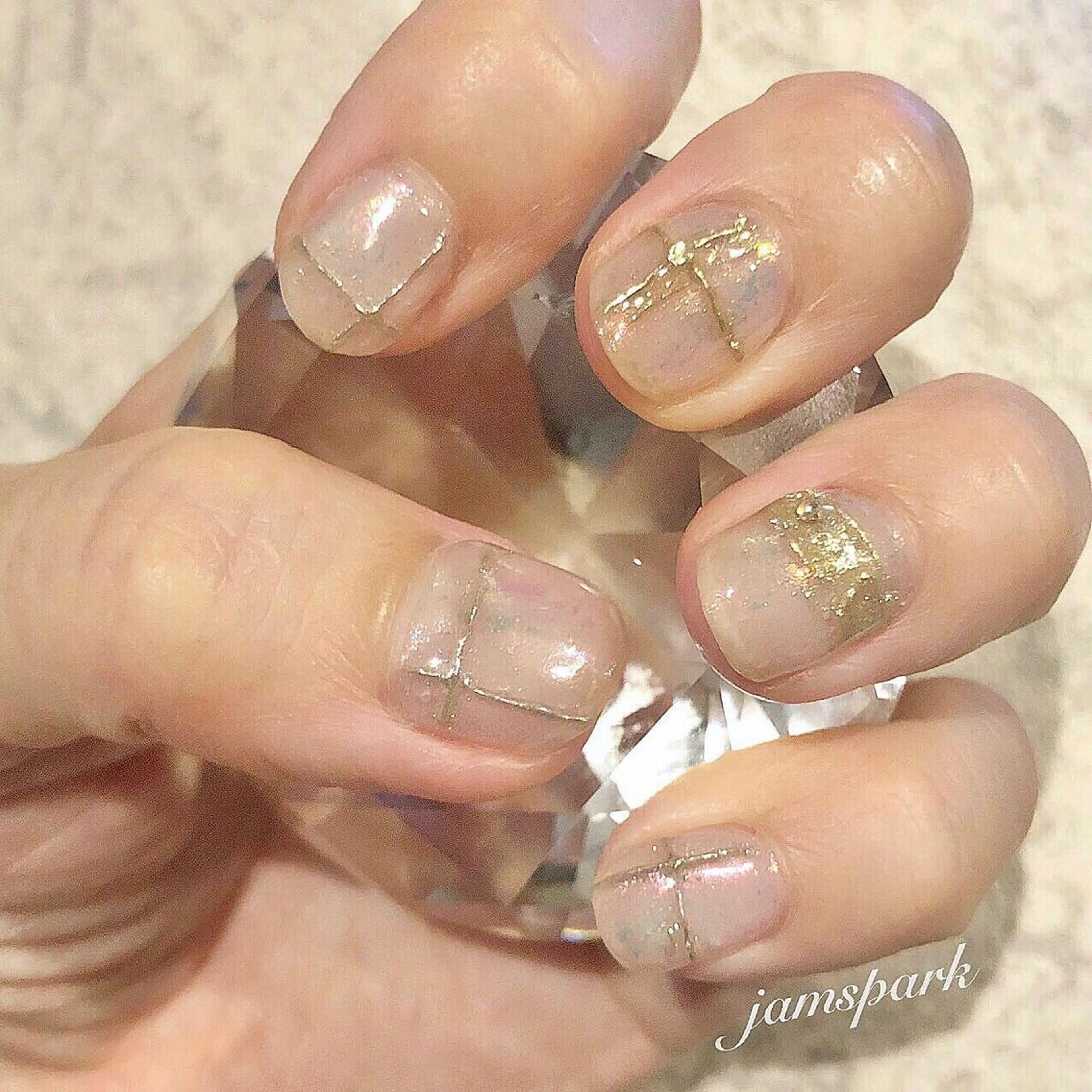 ネイル オーロラネイル クリアネイル 成人式 ジェルネイル ニュアンスネイル ハンドネイル jamspark ✨のネイルデザイン