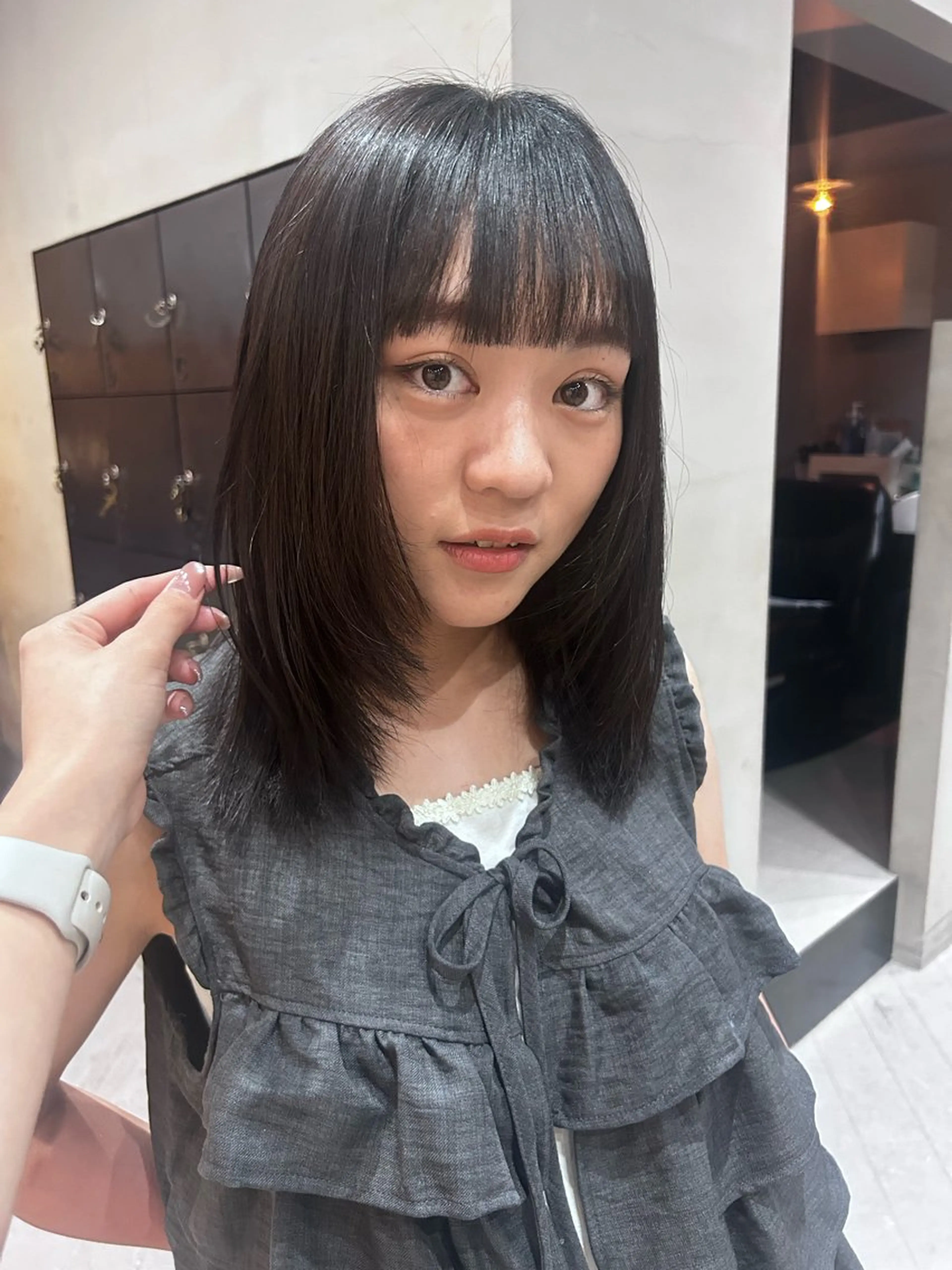 ミディアム 顔まわりレイヤー レイヤーカット カット ヘアカラー トリートメント kyoka/大須/ 上前津/ICIのヘアスタイル