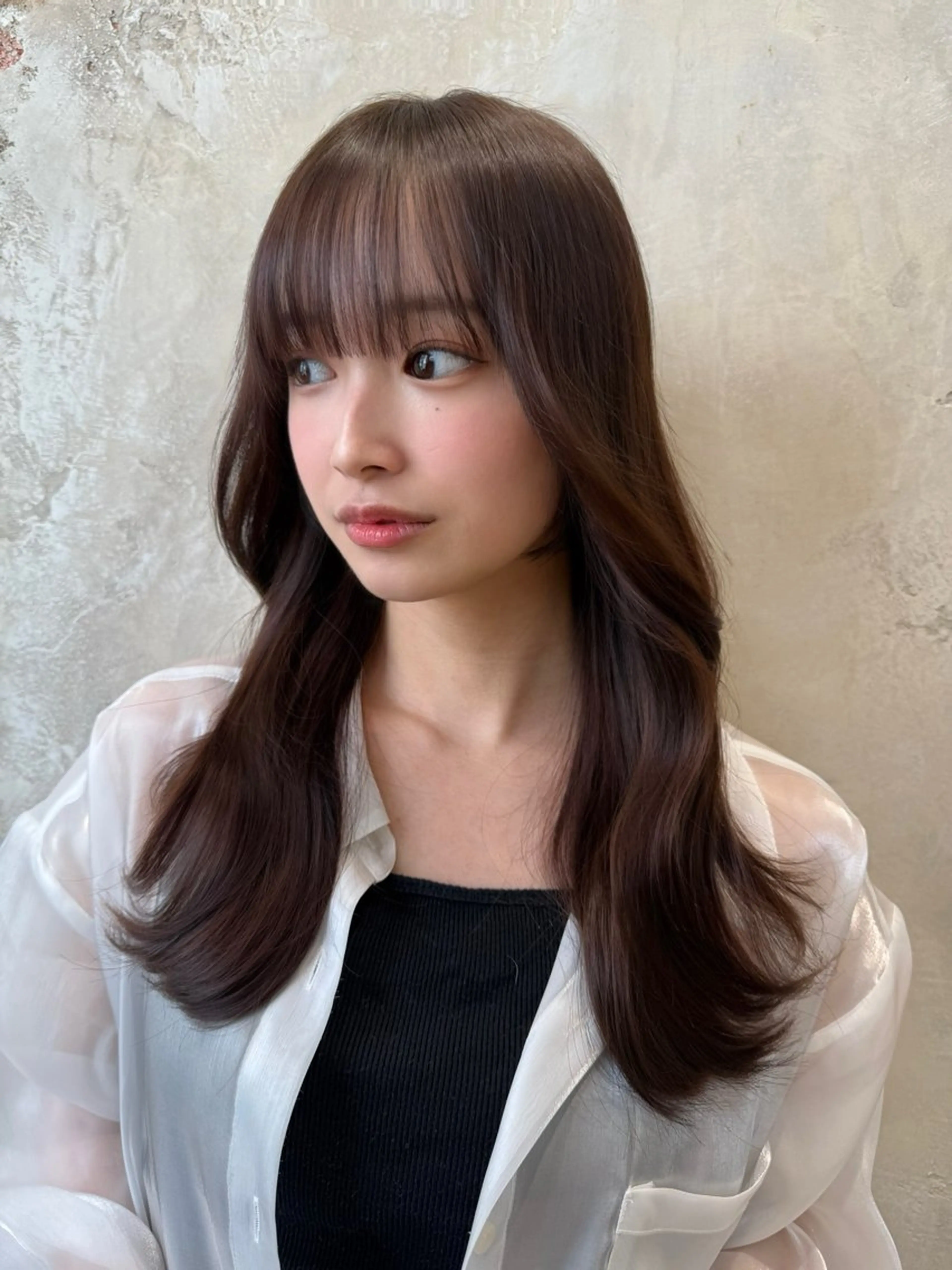 ロング カラー 透明感カラー 小顔カット トリートメント カット ヘアカラー トリートメント ヘッドスパ 石戸谷　海斗/韓国 レイヤー/艶カラーのヘアスタイル